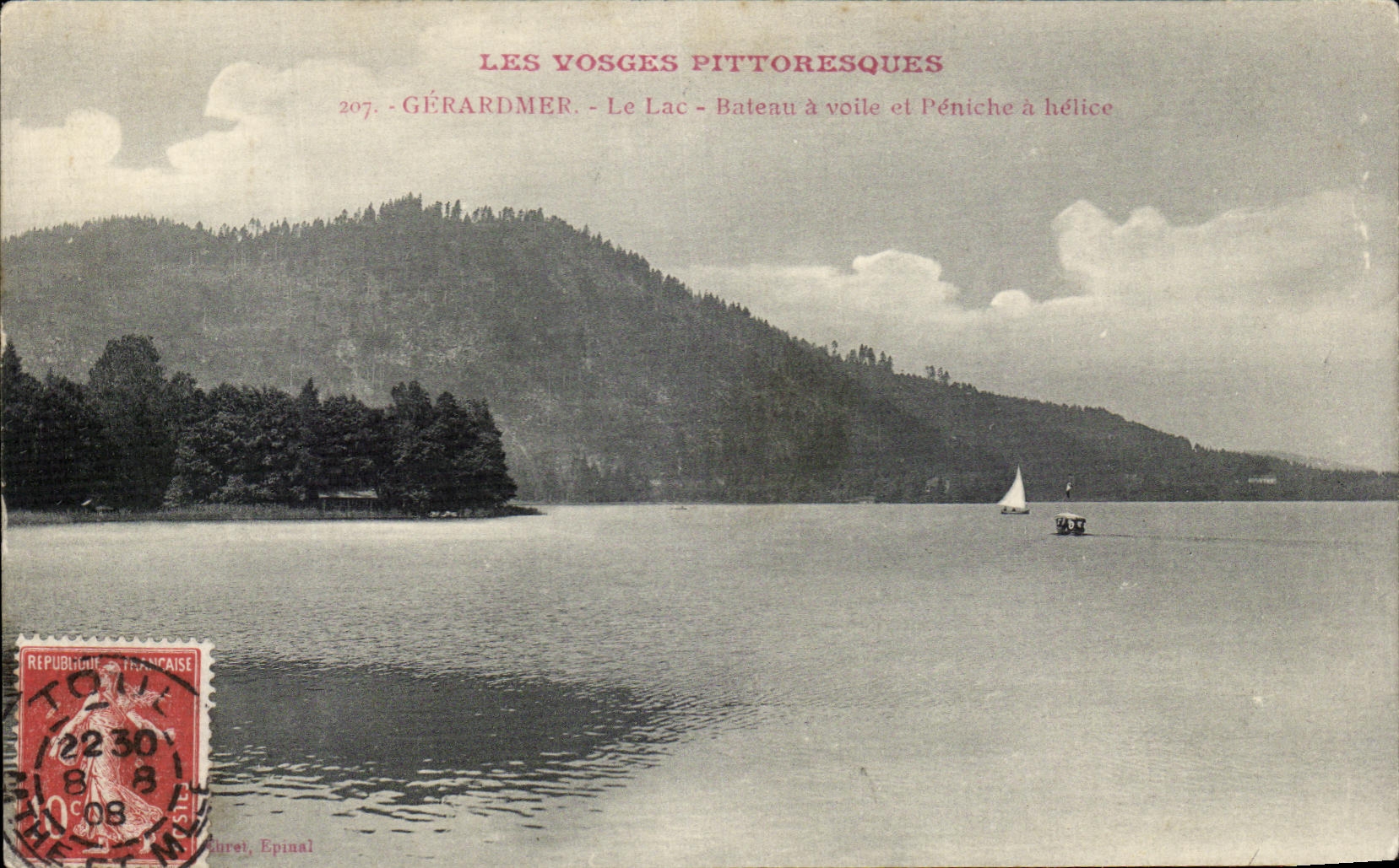 CPA the Vosges Pittoresque Gerardmer the Lake Sailing boat and Barge has Helice