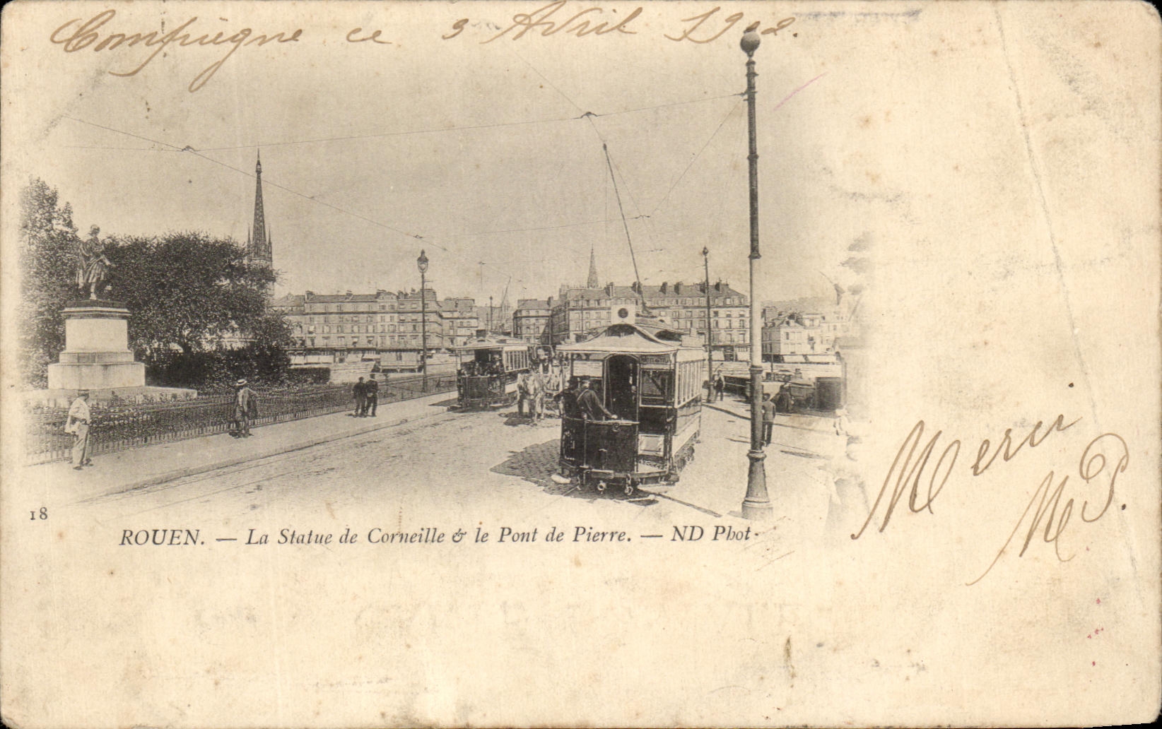 CPA Rouen Statue De Crow the Bridge of Pierre Tram