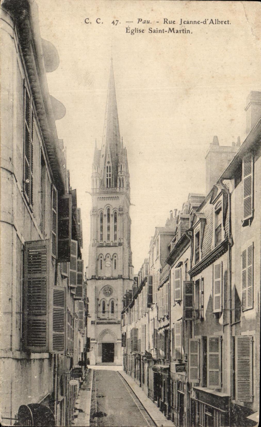 CPA Pau Street Jeanne d' Albert Eglise Saint Martin