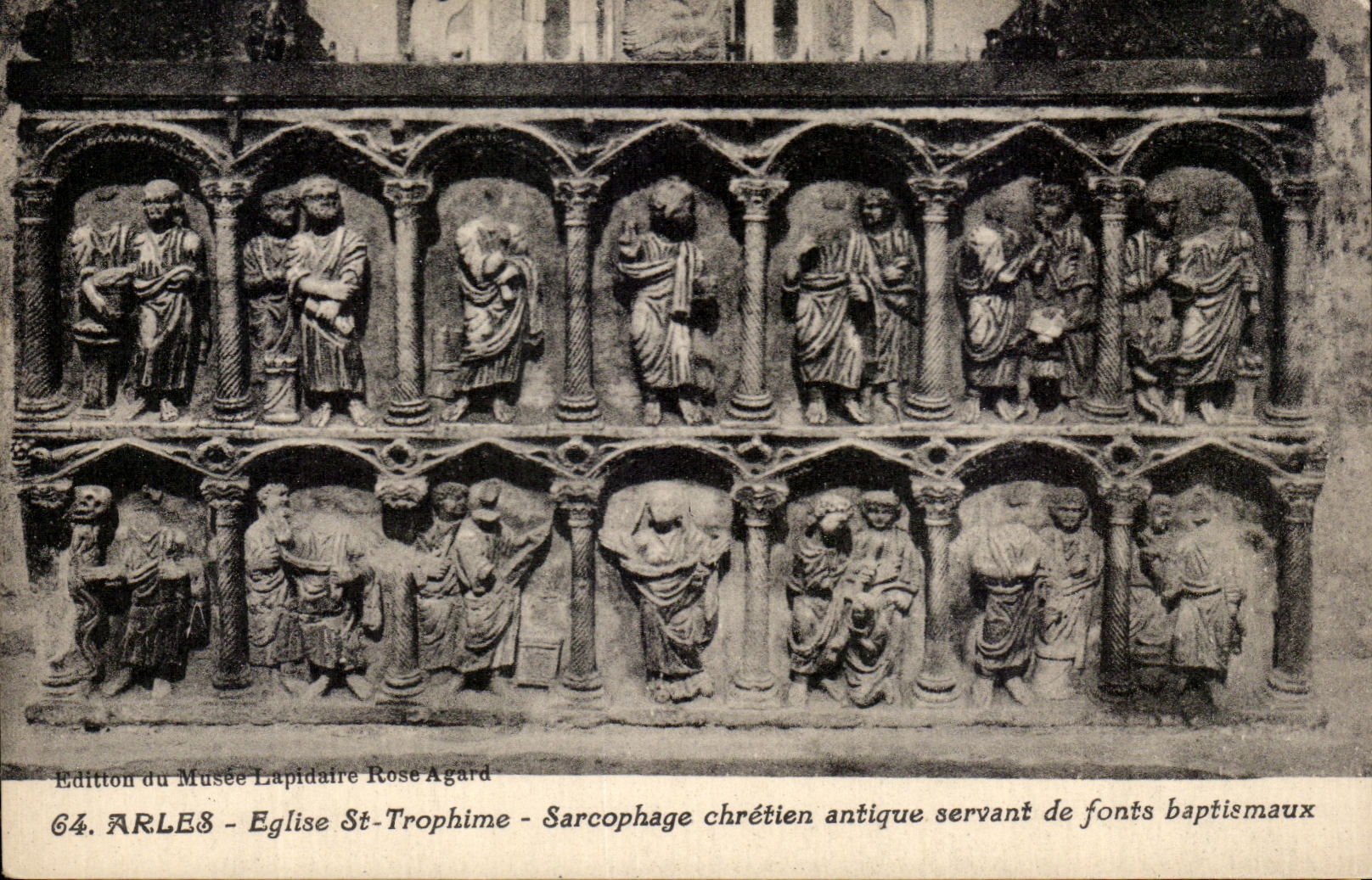 CPA Arles Church St ancient Trophime Christian Sarcophagus being used as baptismal font