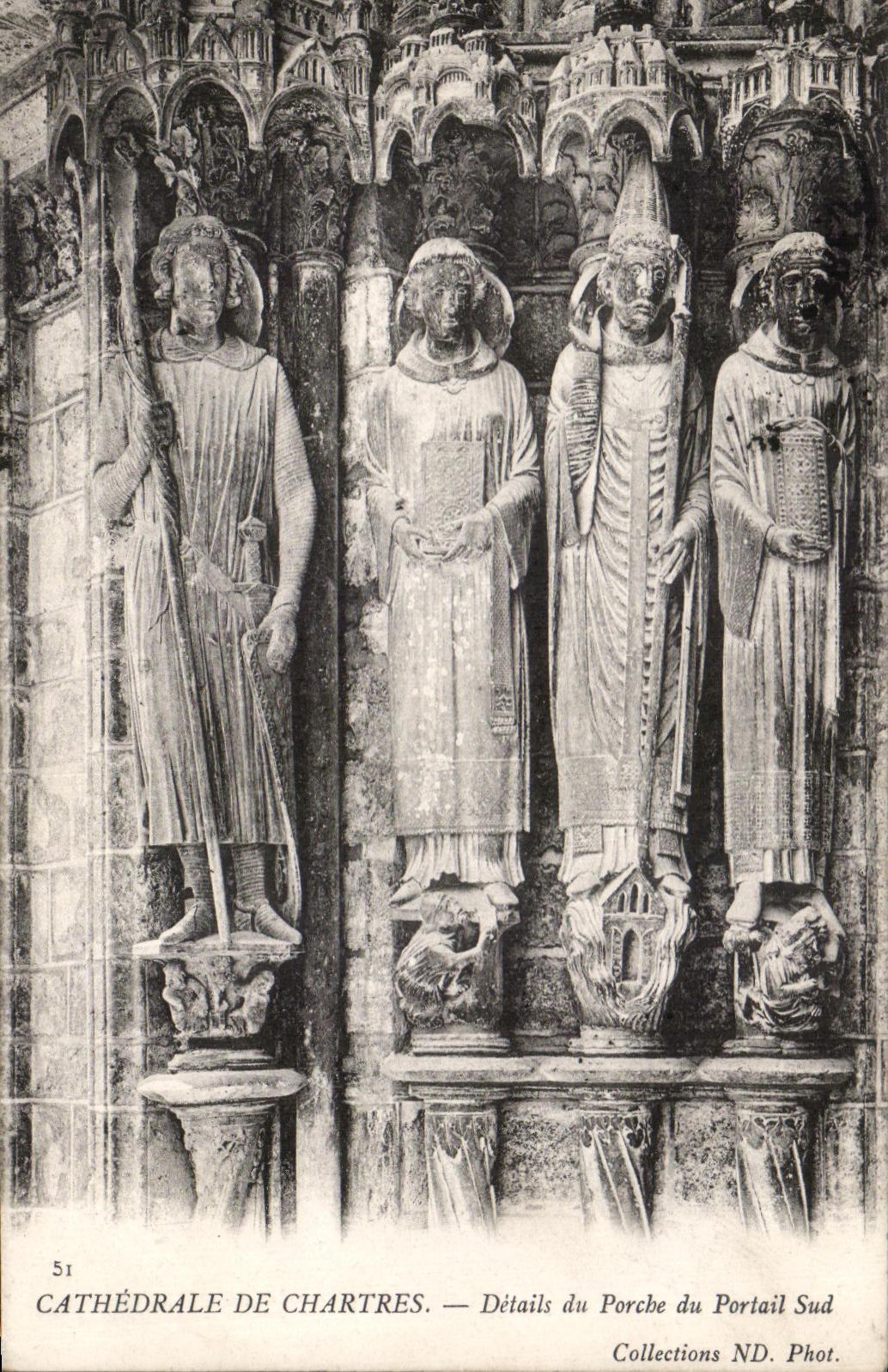 CPA Cathedrale De Chartres Details of the Porch of the Southern Gate