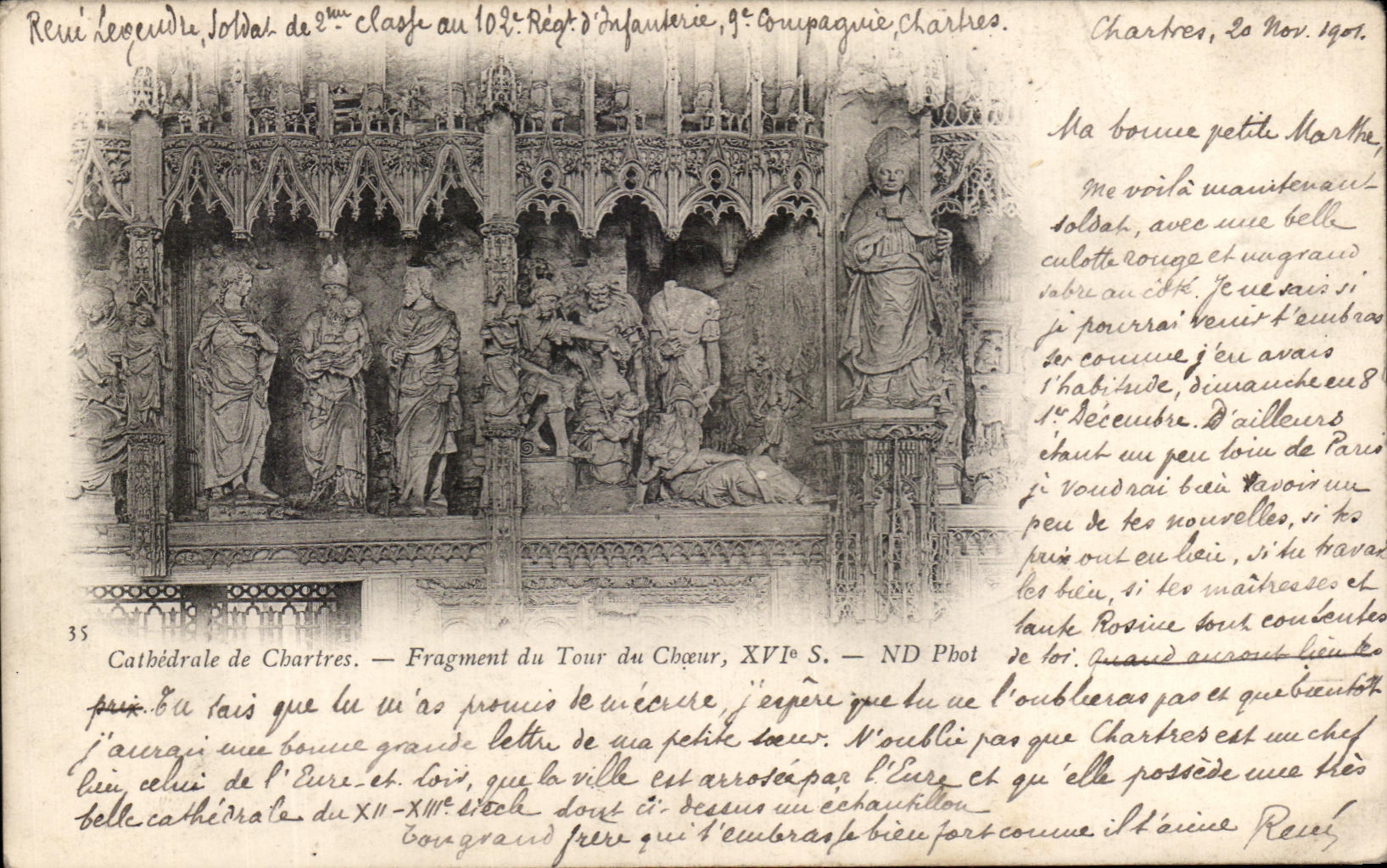 CPA Cathedral of Chartres Fragment of Tower of the chorus