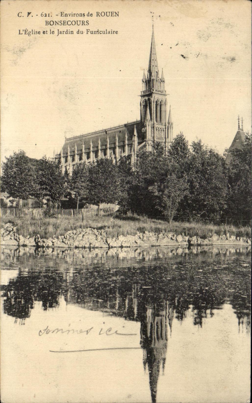 CPA Surroundings Of Rouen Bonsecours the church And the Garden Of the Funicular