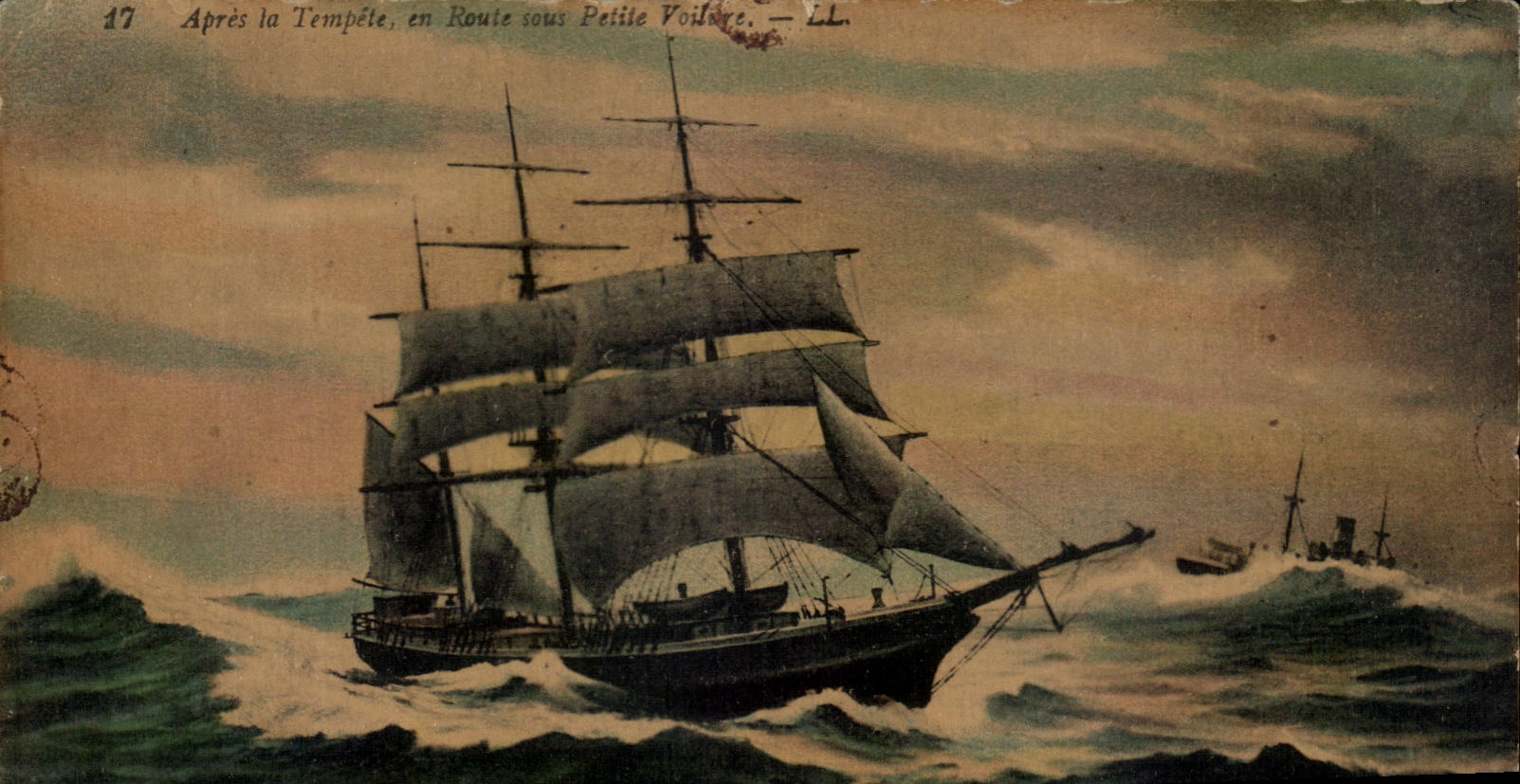 CPA After the storm on the way under Small Voiliere Championship of France of Rugby Marseilles 1922 Sailing Boat