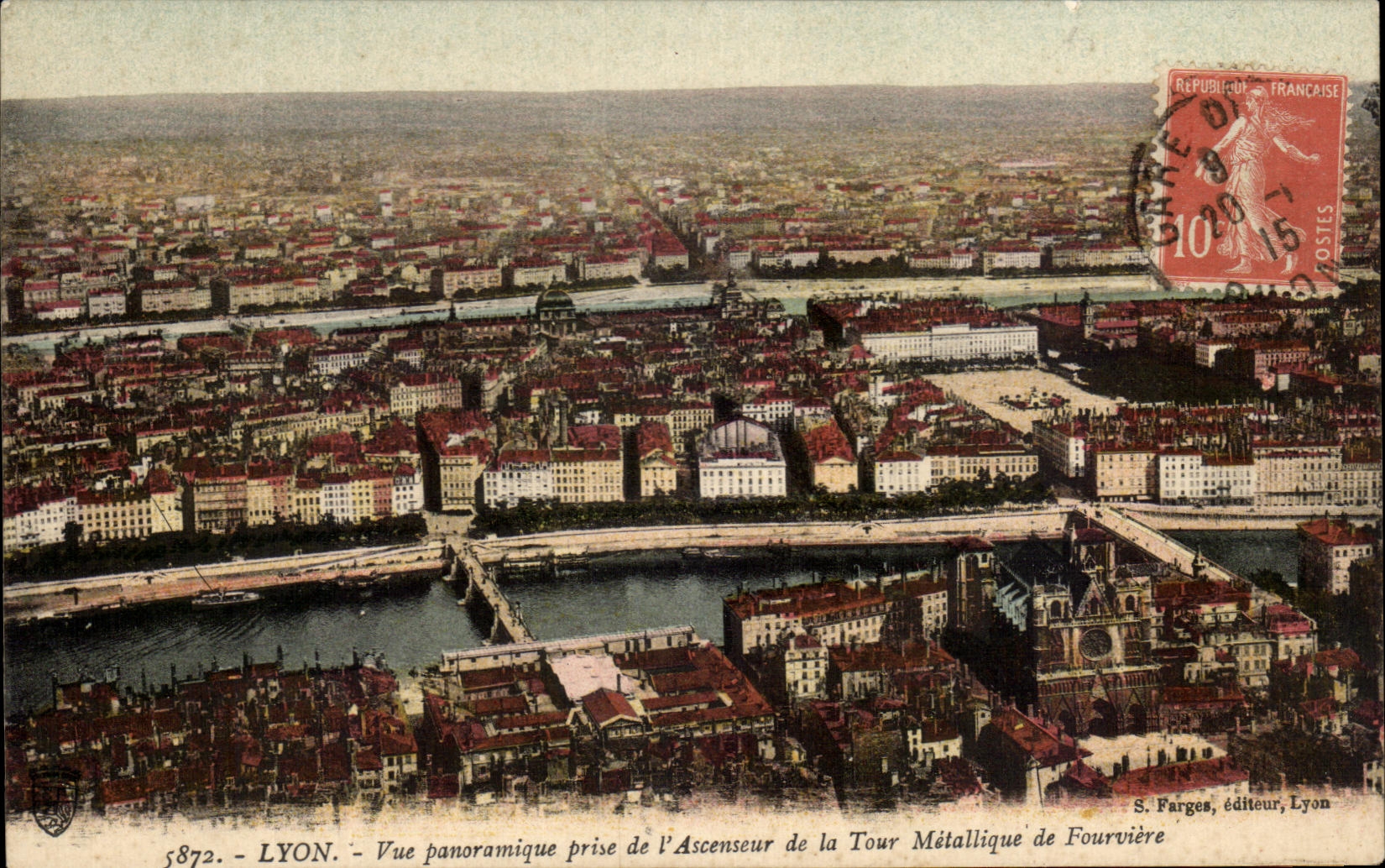 CPA Lyon Panoramic View taken of I' Ascenseur of the Metal Tower of Fourviere