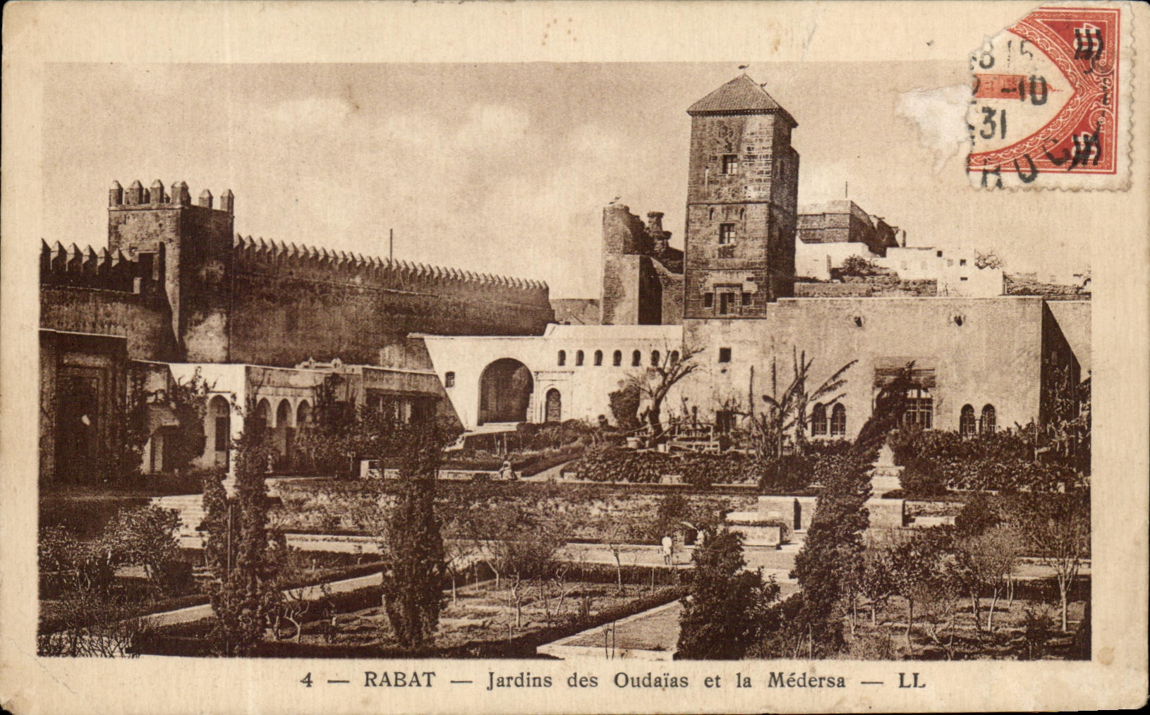 CPA Folds back gardens of Oudaias and Medersa Morocco