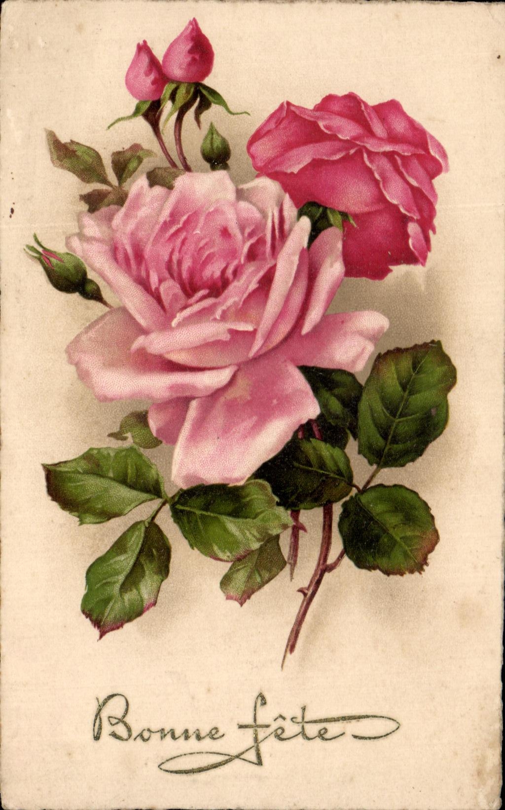 CPA Bonne celebra rosas de las flores