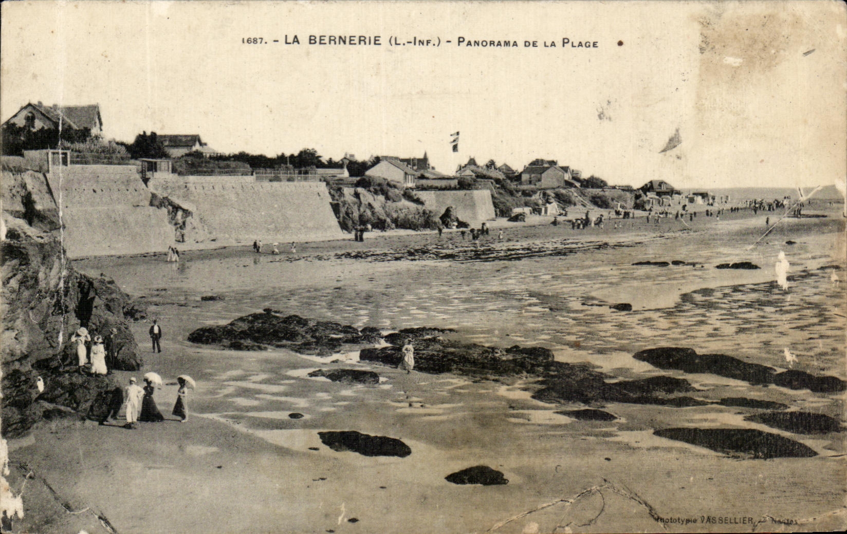 CPA Bernerie Panorama Of the Beach