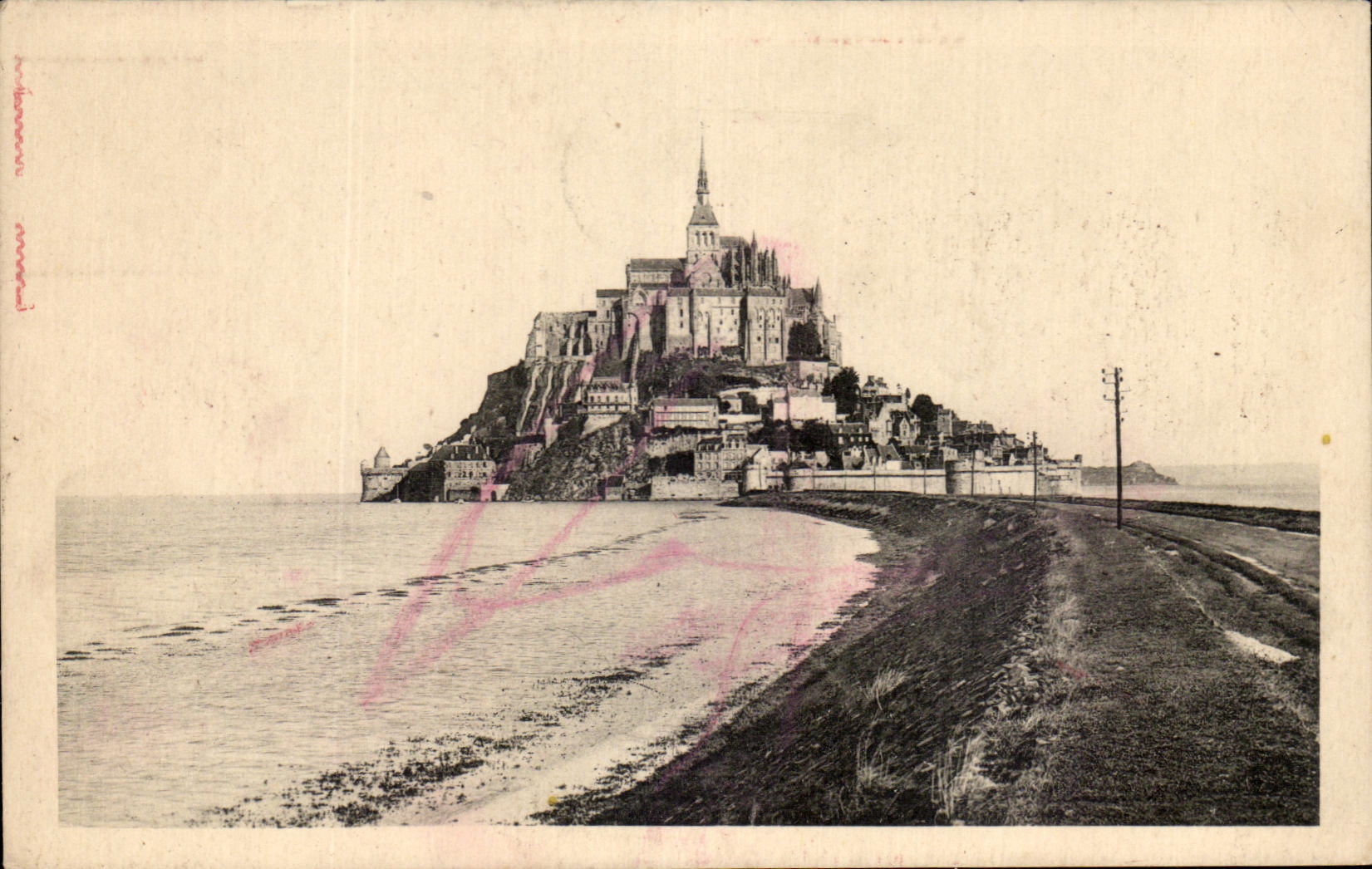CPA Abbaye Of Mont Saint Michel View the Southern Face has High tide