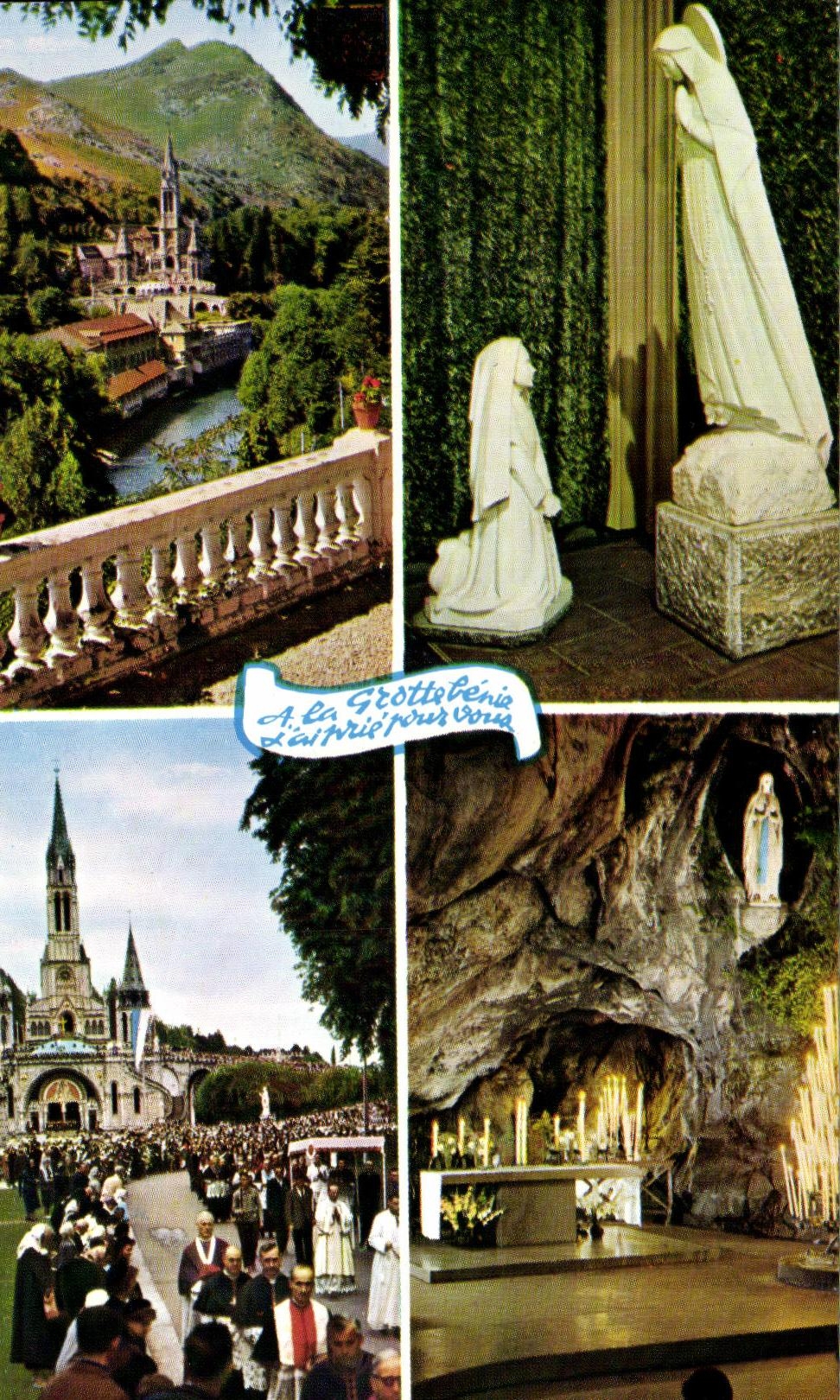 MODERN CARD Lourdes the Basilica Appearance and the Cave