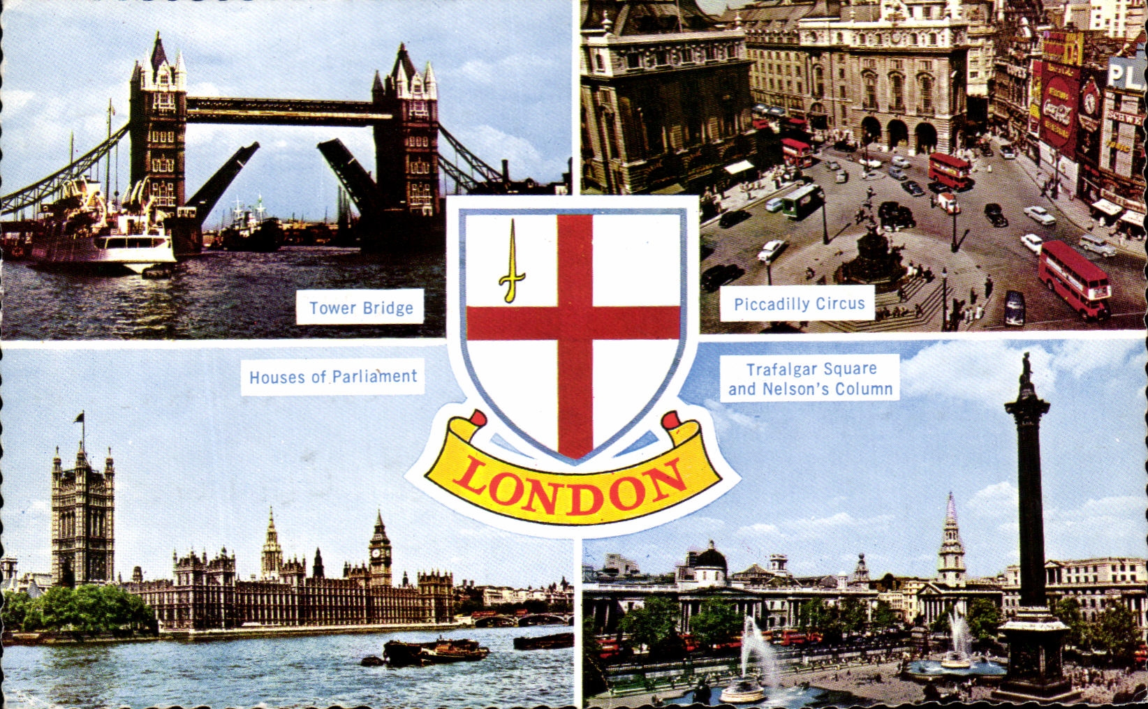 CPA Tower Bridge London Piccadilly Circus Houses off Parliament Trafalgar Public garden