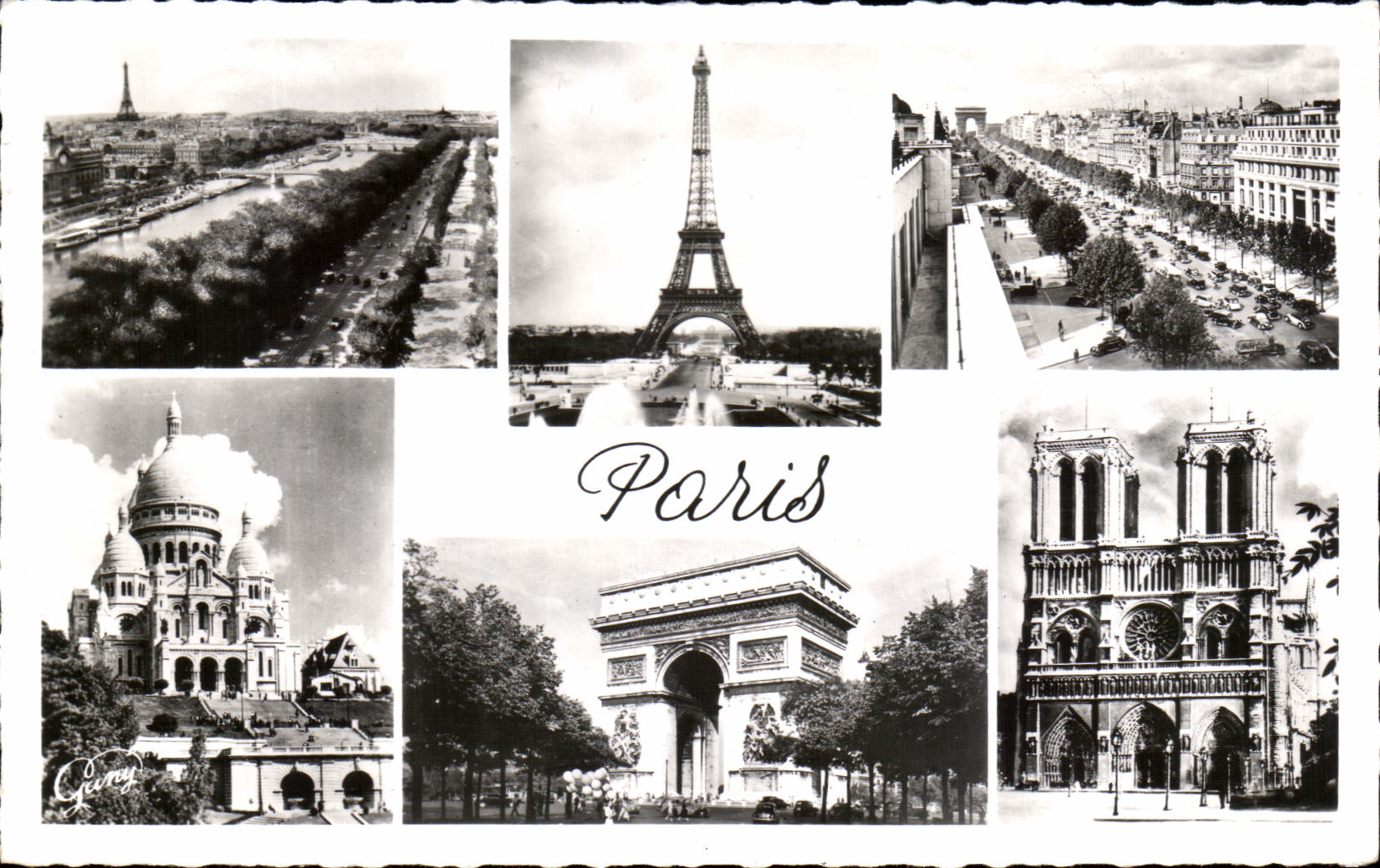 CPA Paris Eiffel Tower Crowns Heart montmartre Notre Dame Rue of Rivoli