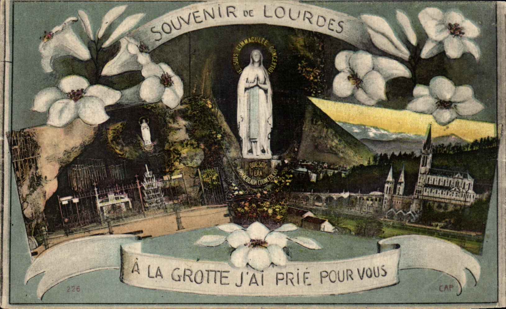 CPA Souvenir Of Lourdes With the Cave Requests For You