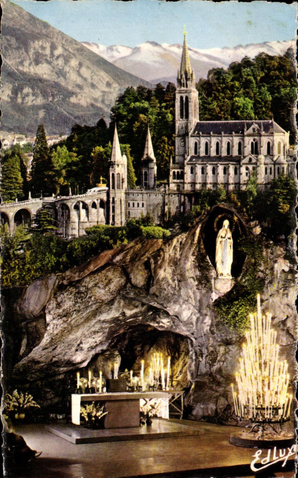 CPSM Lourdes the Cave and the Basilica