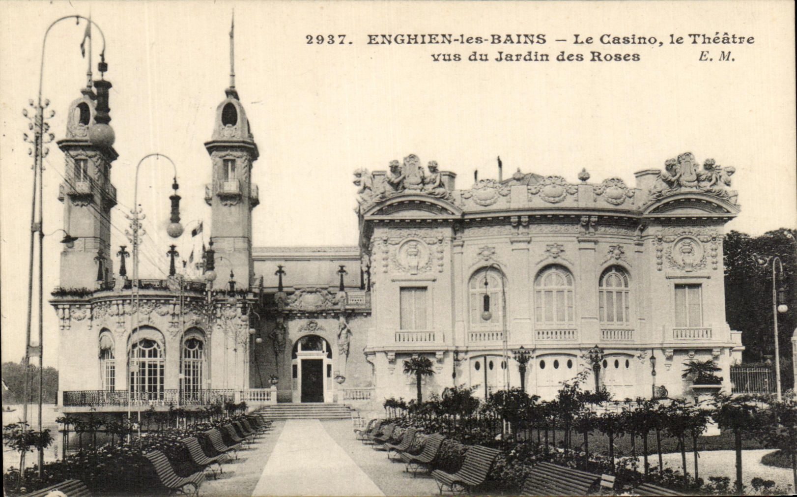 CPA Enghien Les Bains the Casino the Theater Seen of the Garden of the Roses
