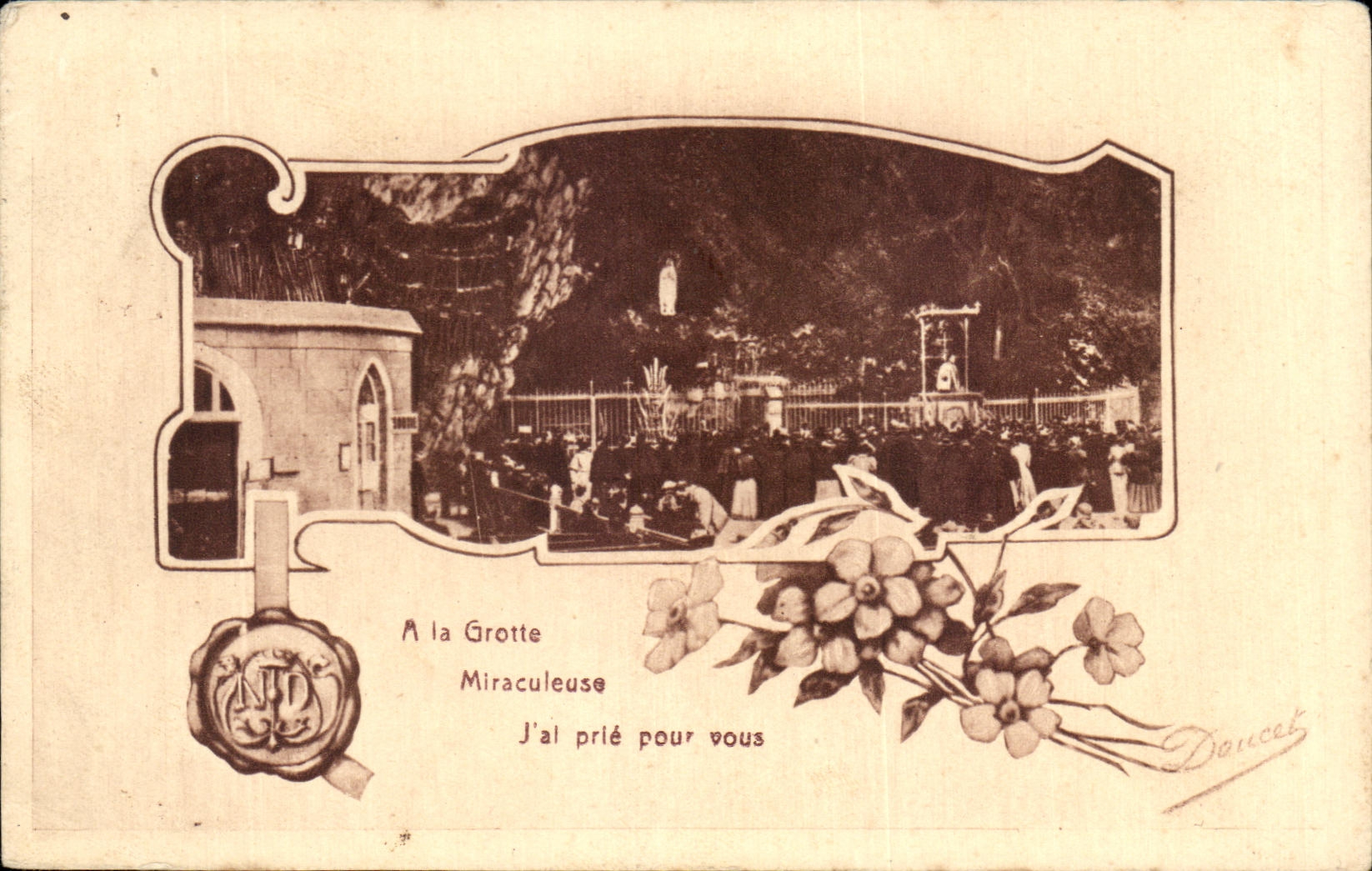 CPA With the Miraculous Cave I have Request For you Lourdes