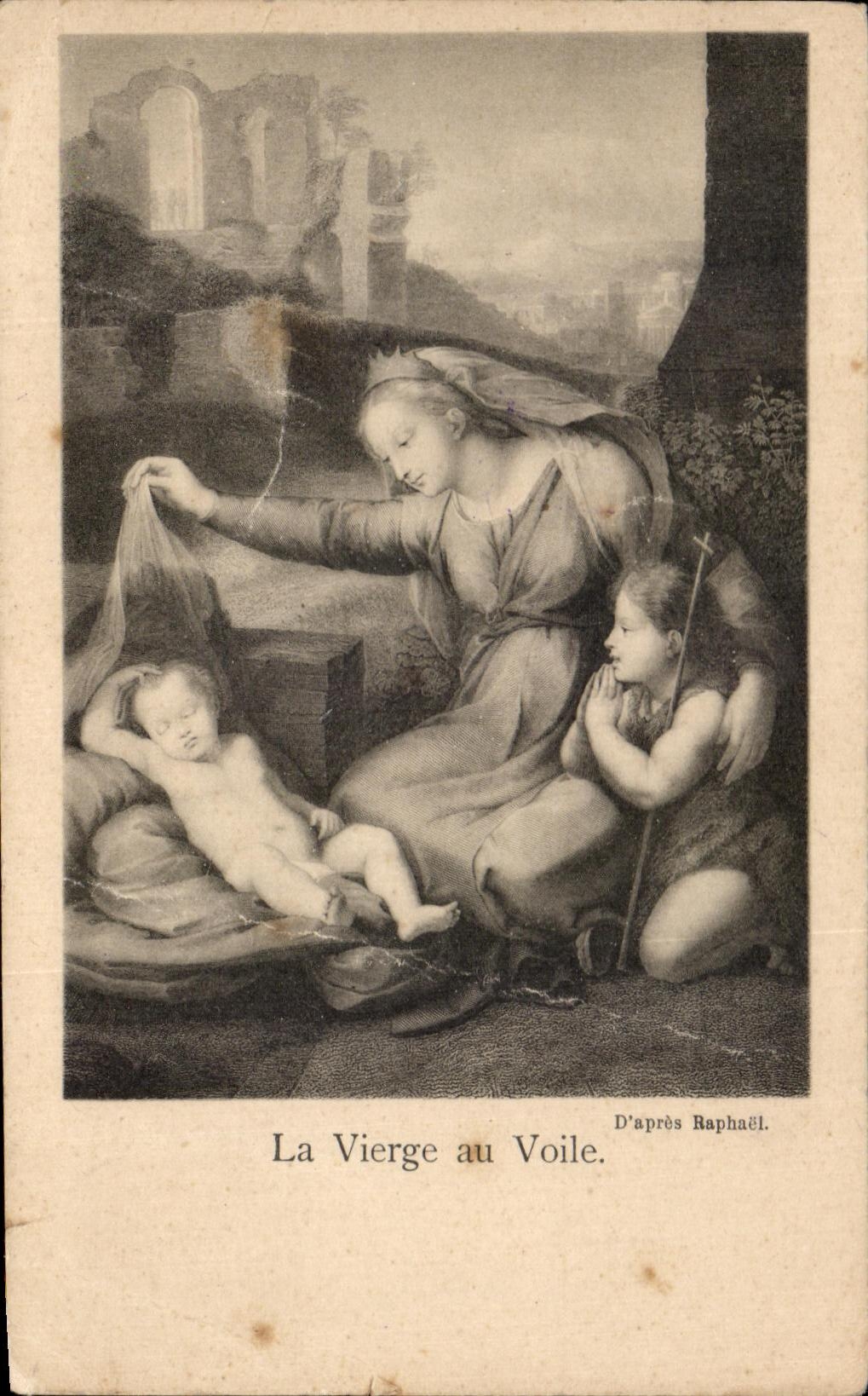 CPA Le Vierge au Voile Raphael