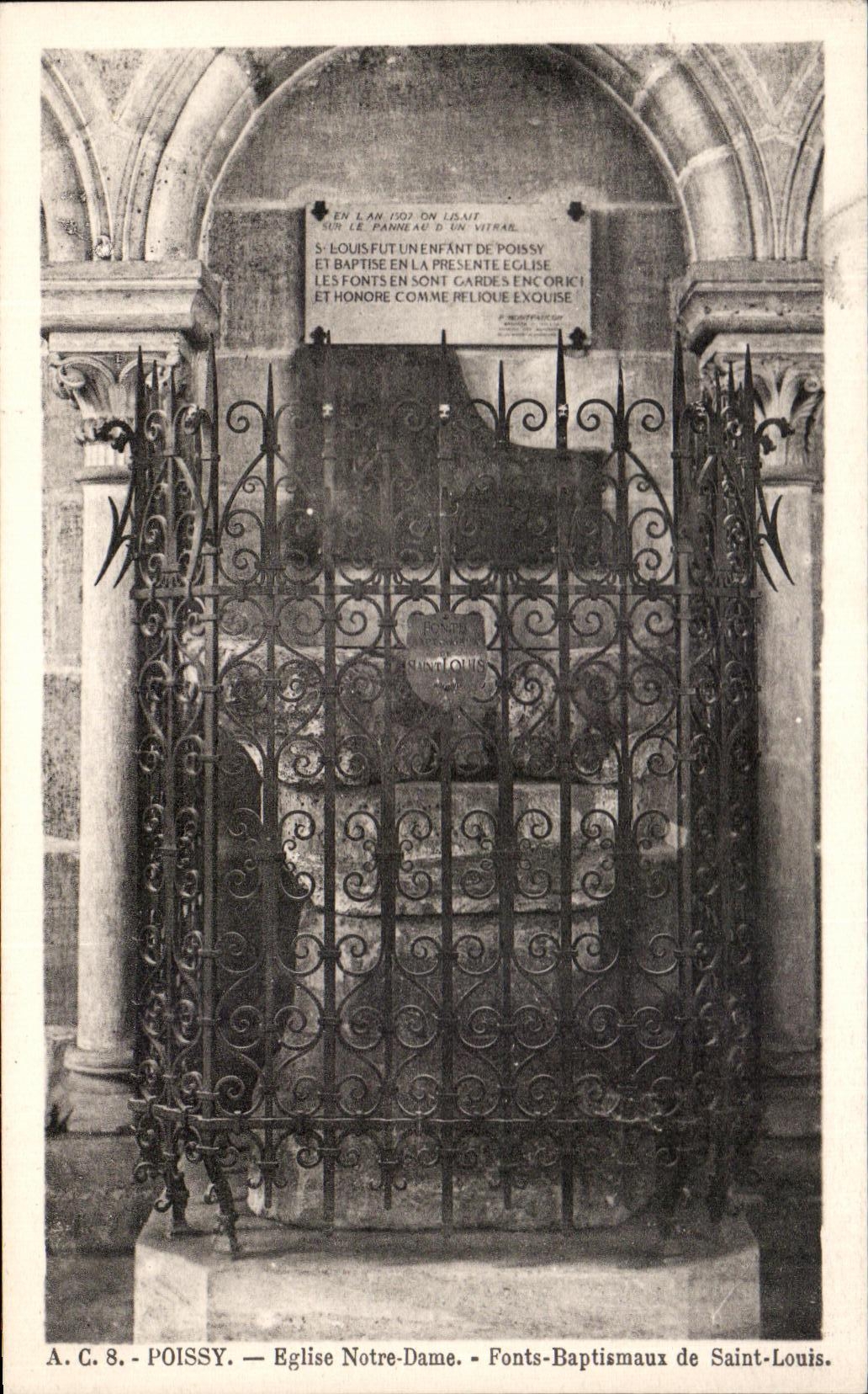 CPA Poissy Church Notre Dame Baptismal font of Saint Louis