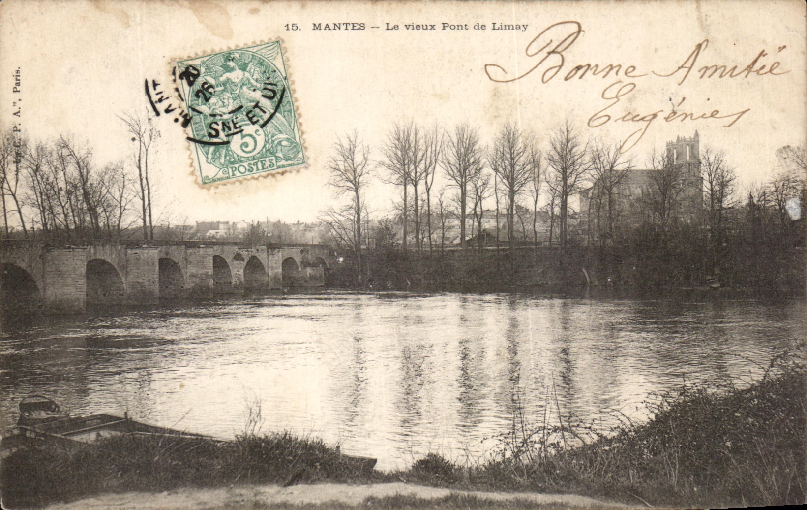 CPA Mantes the old Bridge of Limay