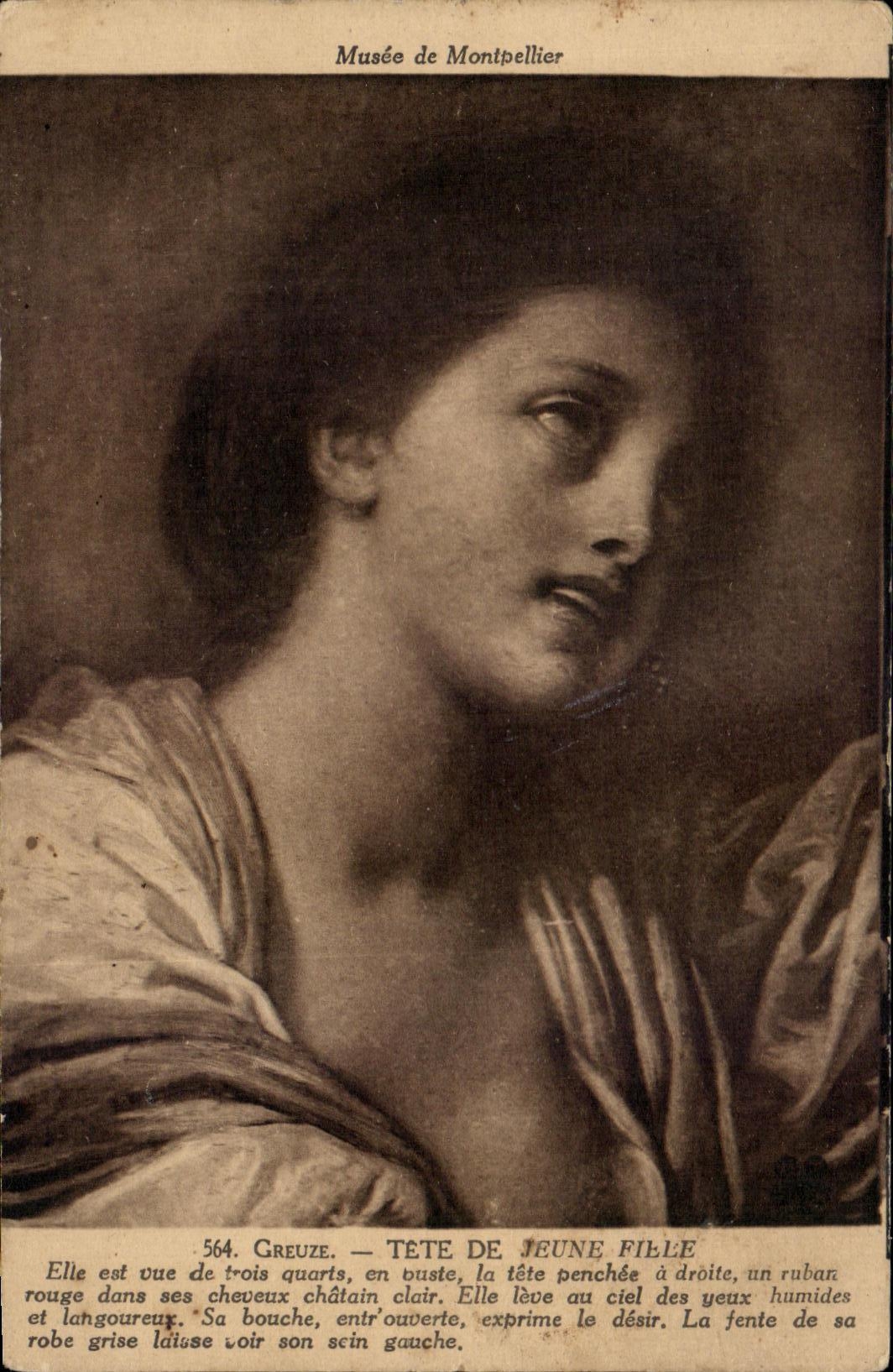 CPA Greuze Tete De Jeune Fille Musee de Montpellier