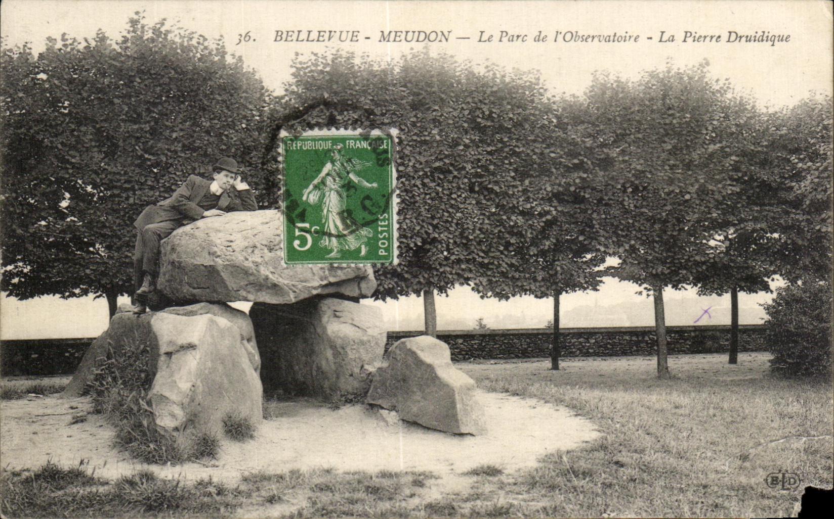 CPA Bellevue Meudon the Park Of Observtoire druidic stone Druid