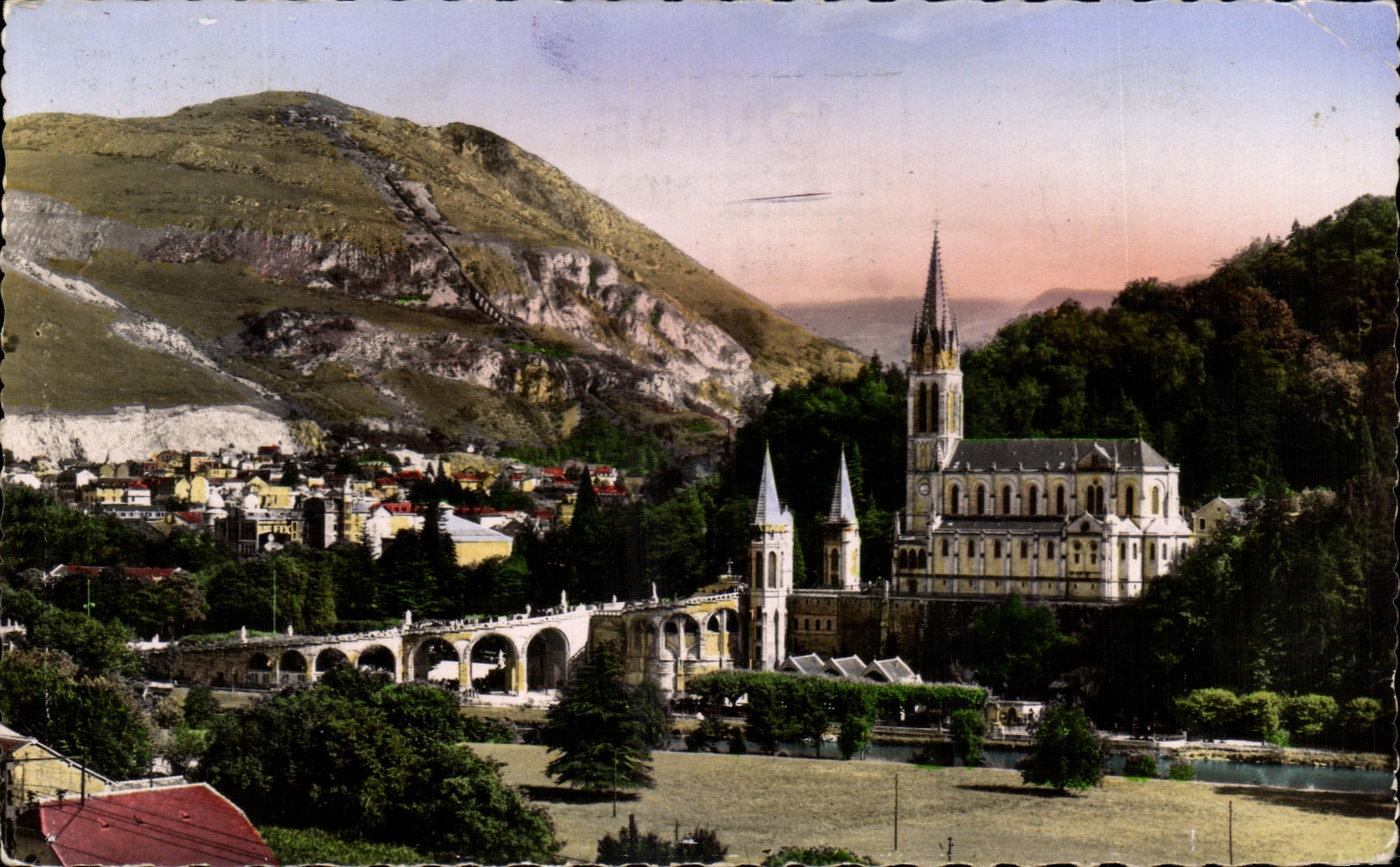 CPA Lourdes the Basilica and the Peak of Jer