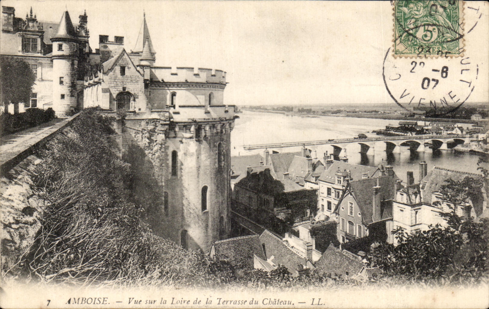 CPA Amboise vista en el Loire de la terraza del castillo
