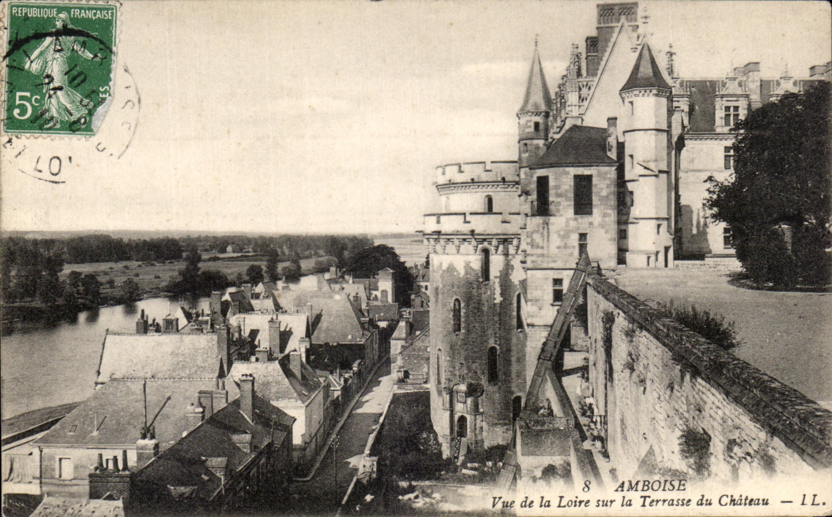 CPA Amboise vista del Loire en la terraza del castillo