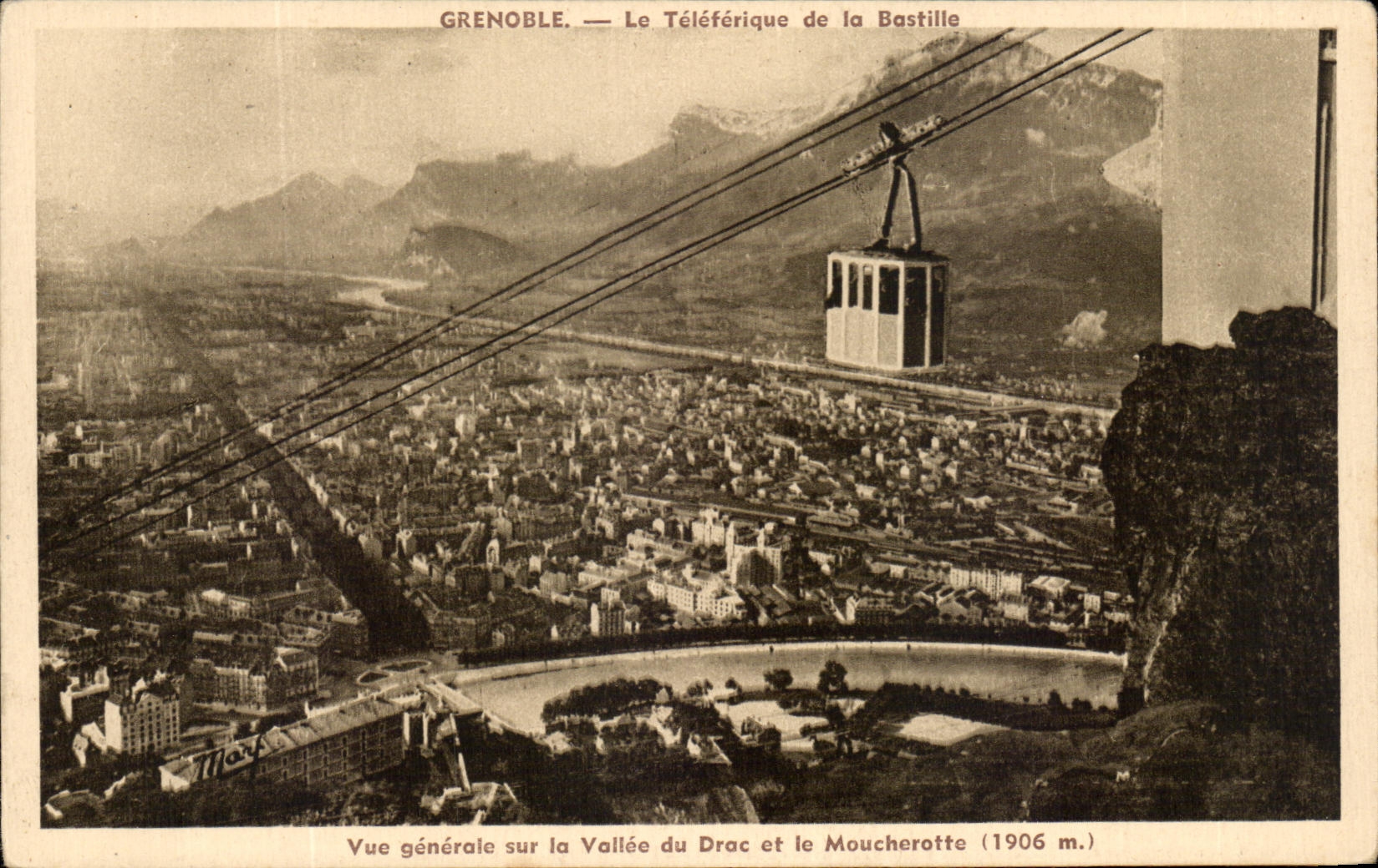 CPA Grenoble the Teleferic of the Bastille View on the Valley of Drac and Moucherotte