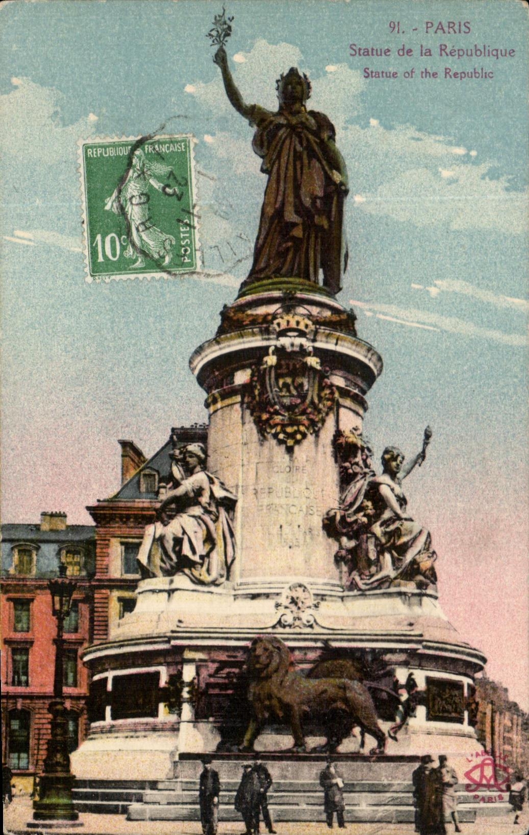 CPA Paris Statue of the Republic Lion