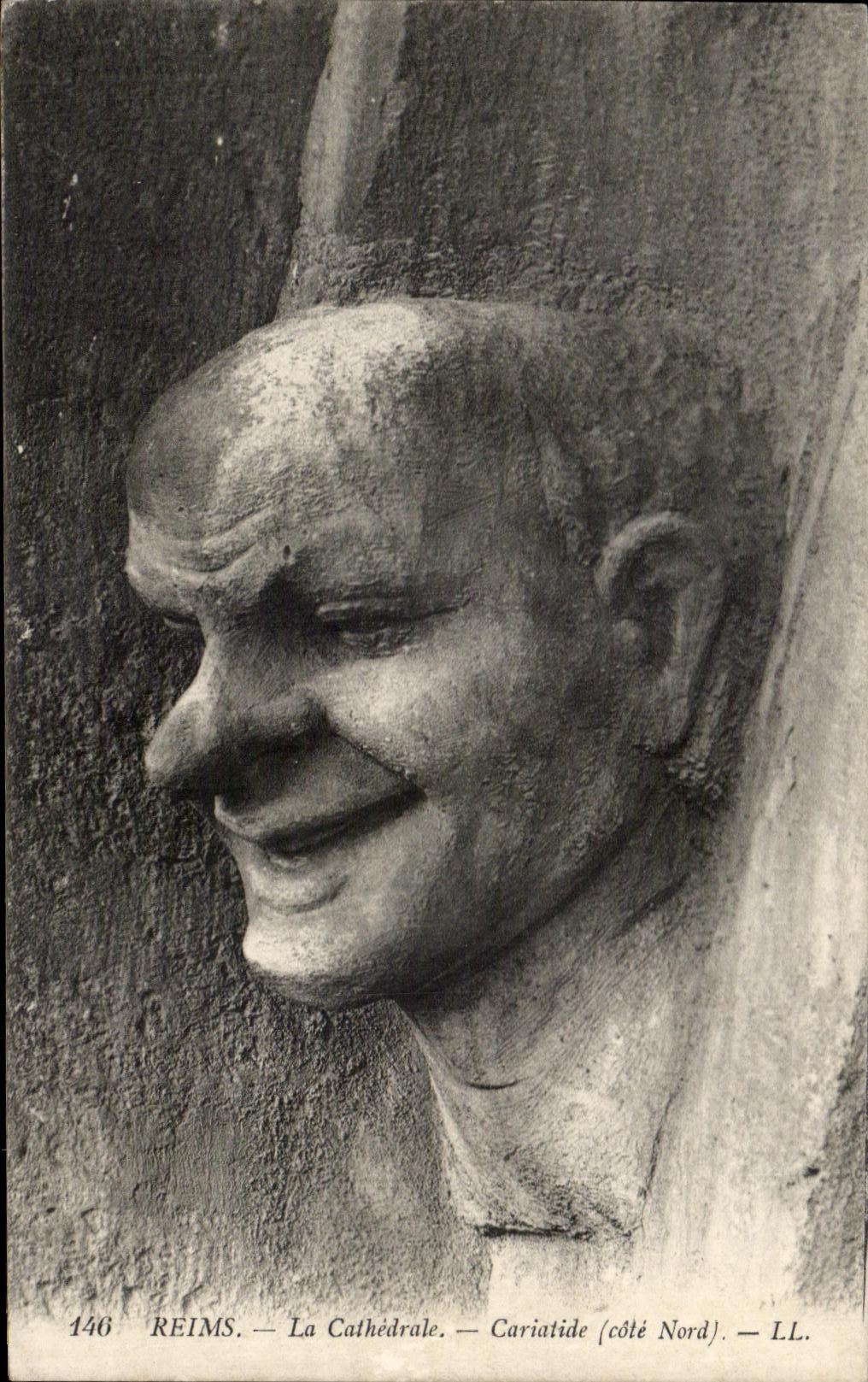 CPA Rheims the Cathedral Caryatid