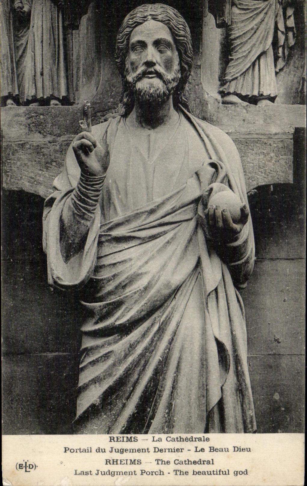 CPA Rheims the Cathedral Gate of the Last Judgment