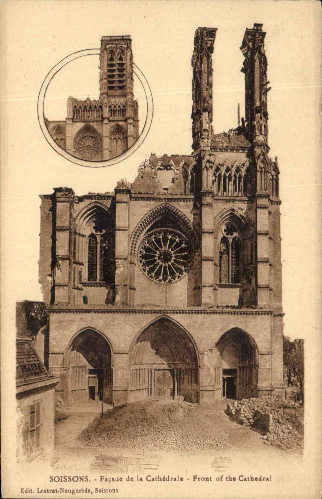 CPA Soissons Frontage Of the Cathedral F