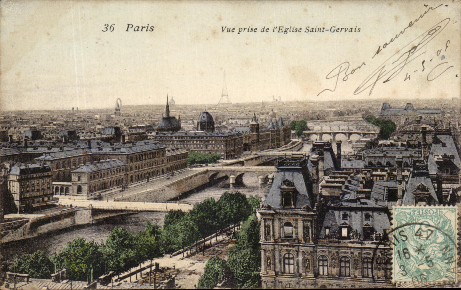CPA Paris Seen from of I' Eglise Saint Gervais Eiffel Tower