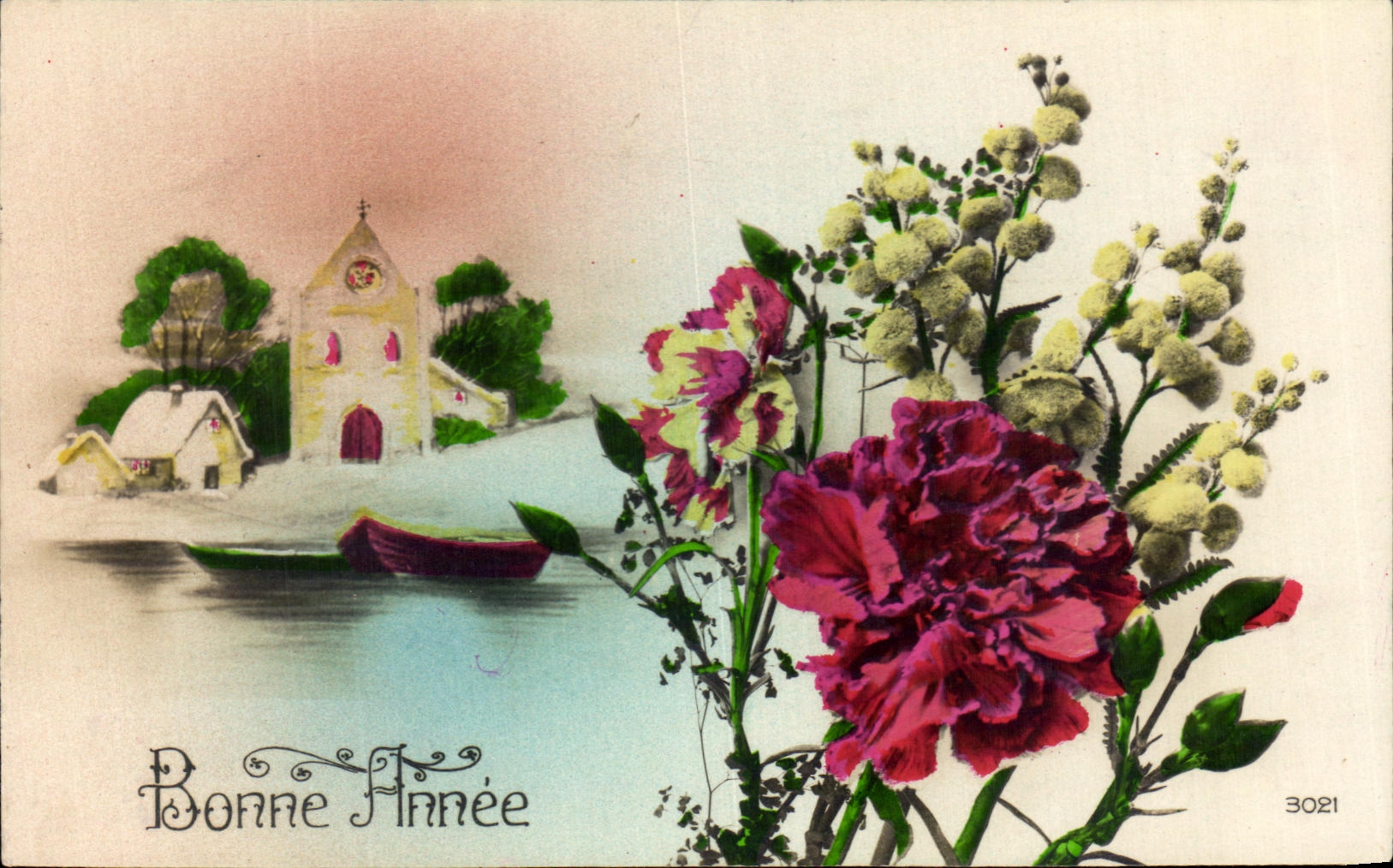 CPA Bonne Annee Fleurs