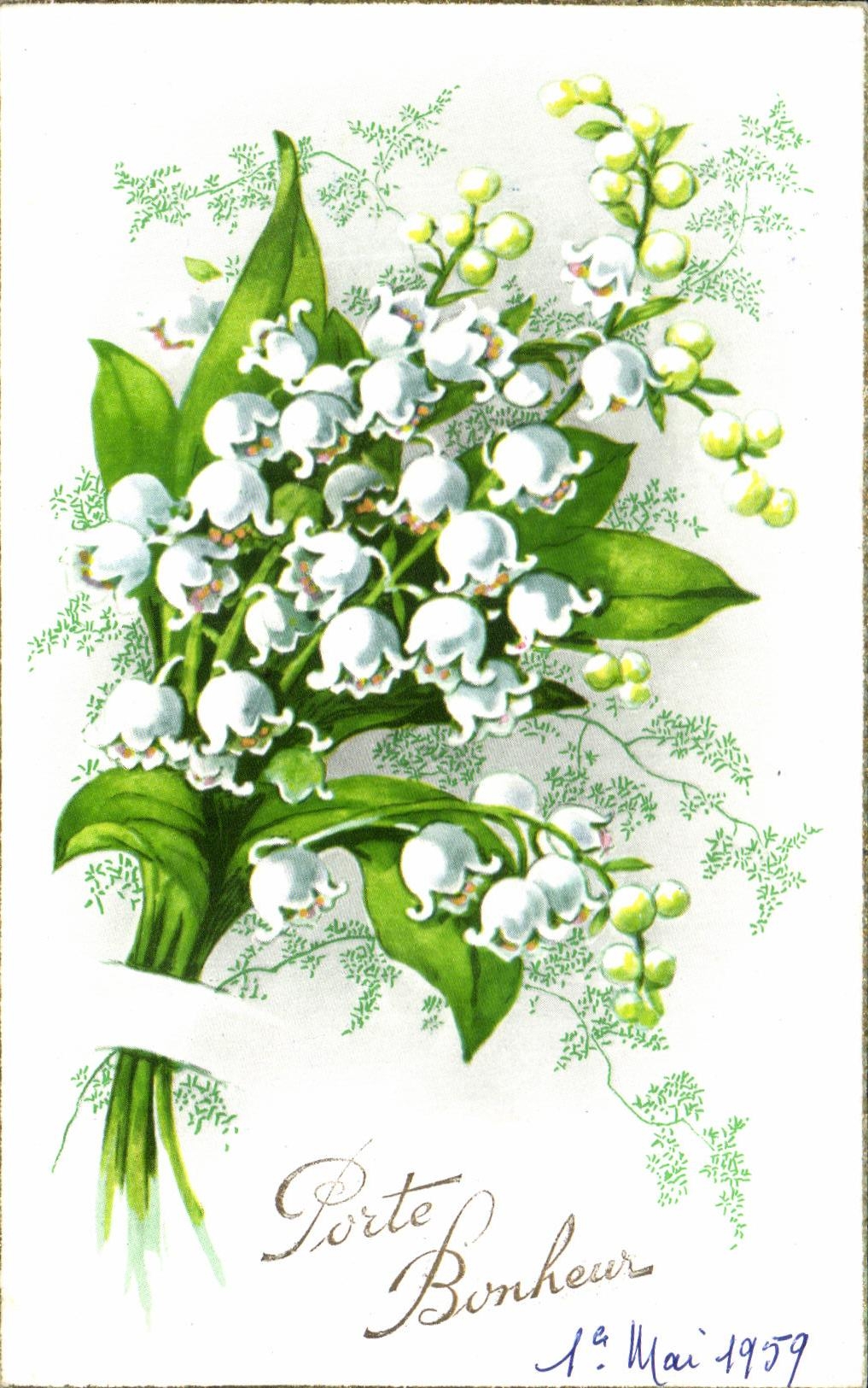 La felicidad de la puerta de CPA florece el lirio de los valles