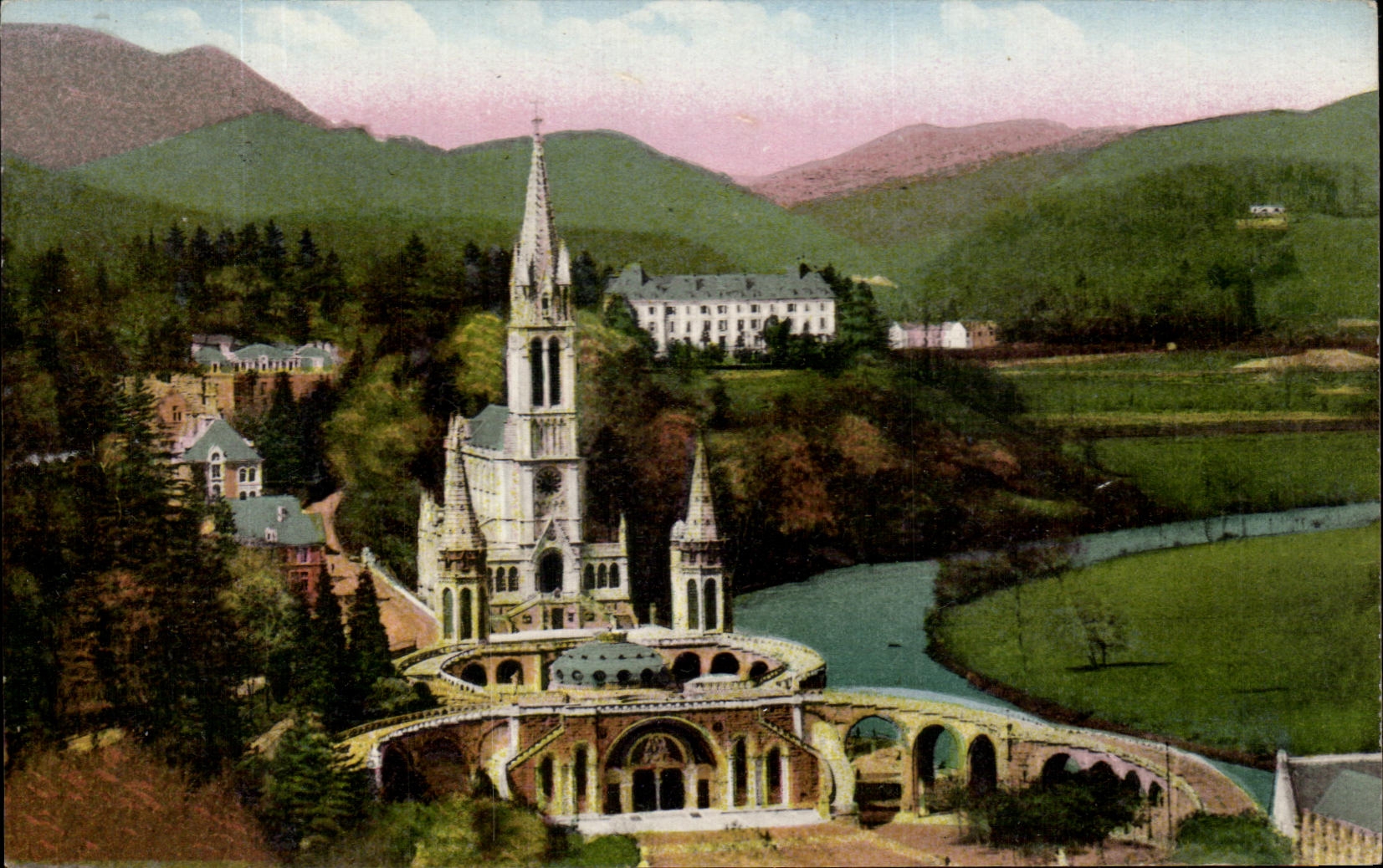 CPA Lourdes the Basilica Seen of the Castle Fort