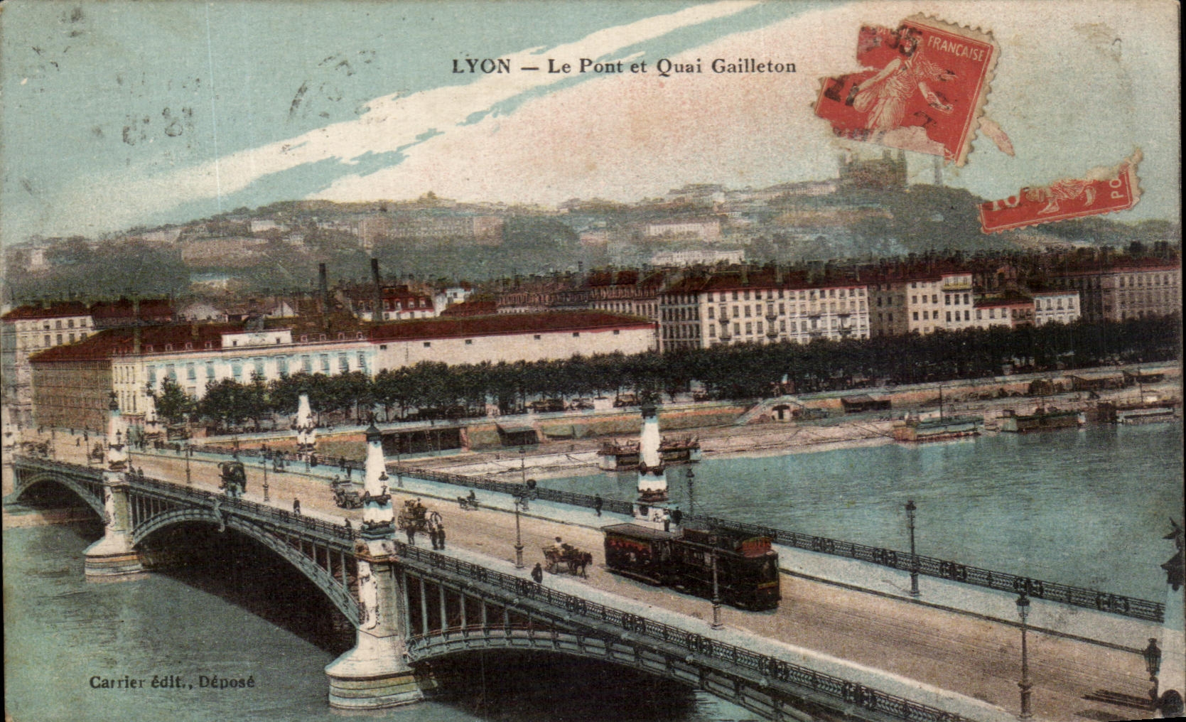 CPA Lyon the bridge and Gailleton Quay