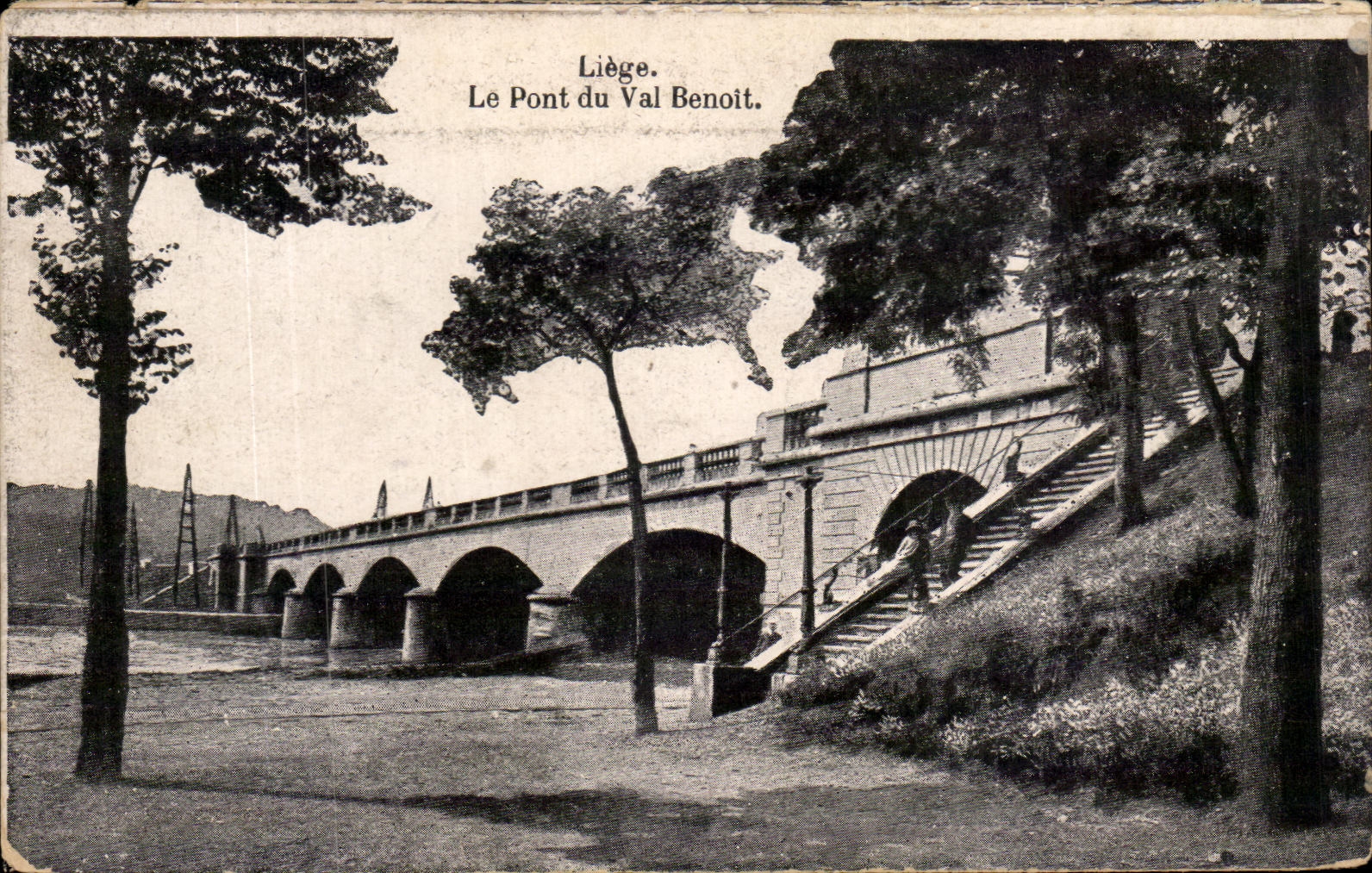 CPA Lieja el puente del valle Benoit