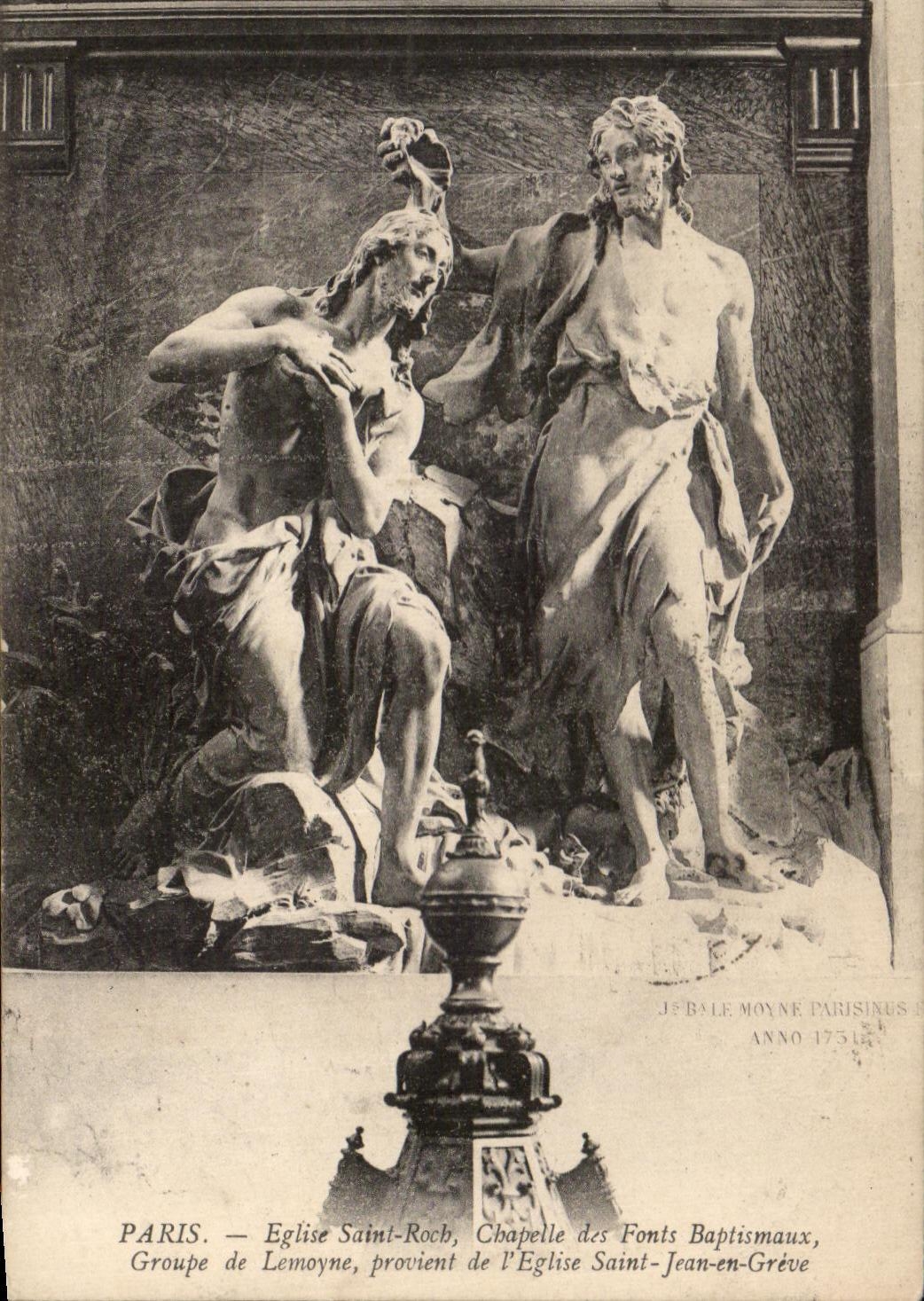 CPA Paris Eglise Saint Roch Chapelle Of the Baptismal font Groups of Lemoyne comes from the church Saint Jean in Strike