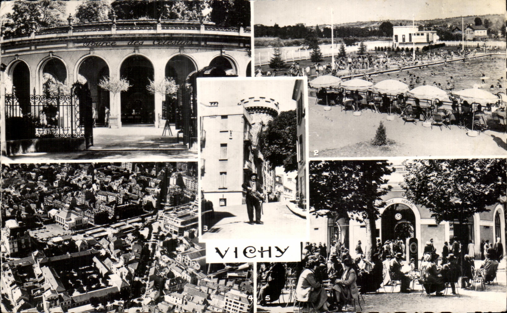 CPA Vichy Entrance Of the Source Of Celestins Swimming pool of Bellerive Turn of the clock Hospital