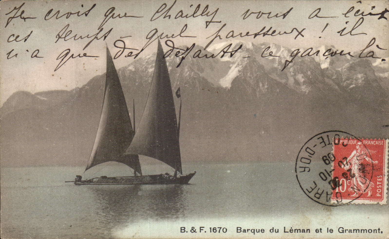 CPA Barque du Leman et le Grammont Suisse Bateau