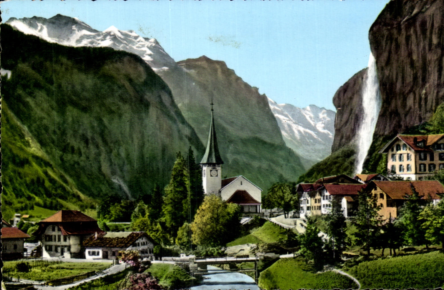CPSM Lauterbrunnen Mit Staubbach Und Jungfrau