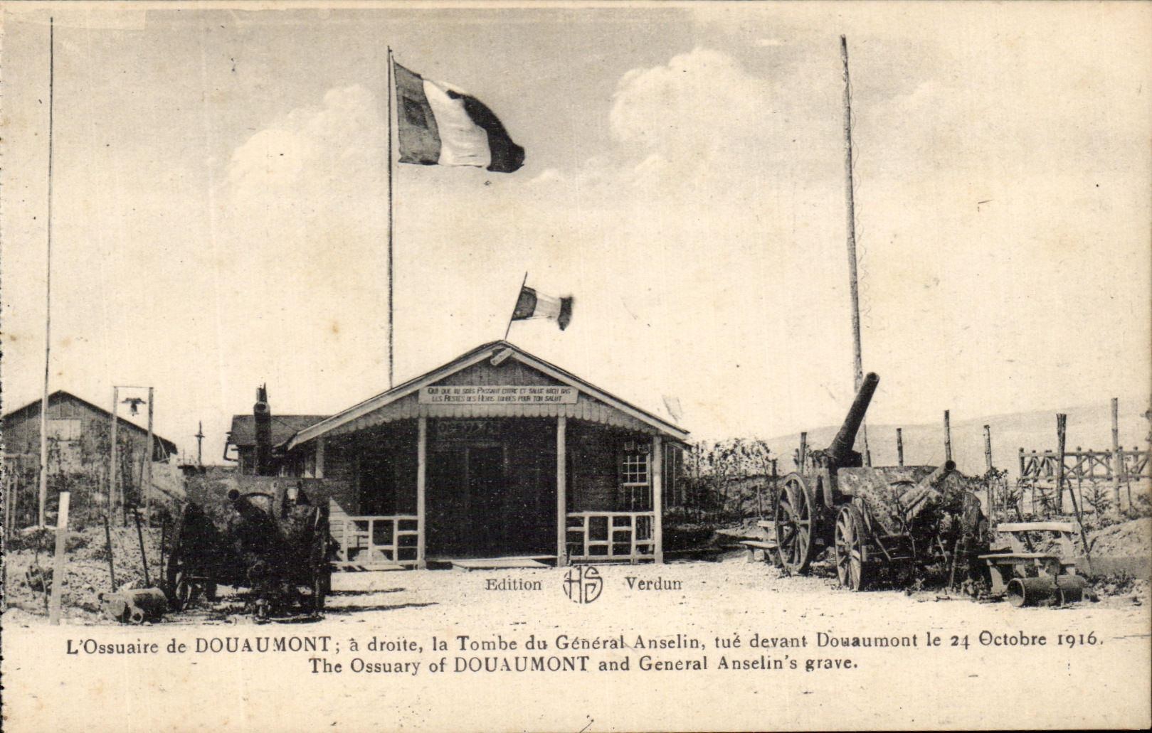 CPA the Ossuary of Douaumont on the right the Tomb of General Anselin Militaria