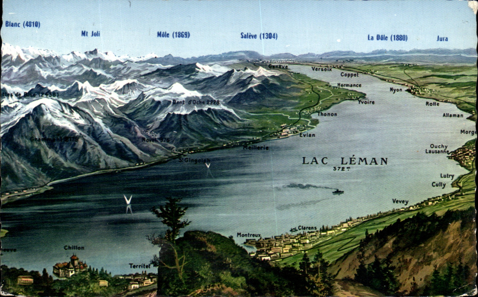 CPA Panorama Du Lac Leman