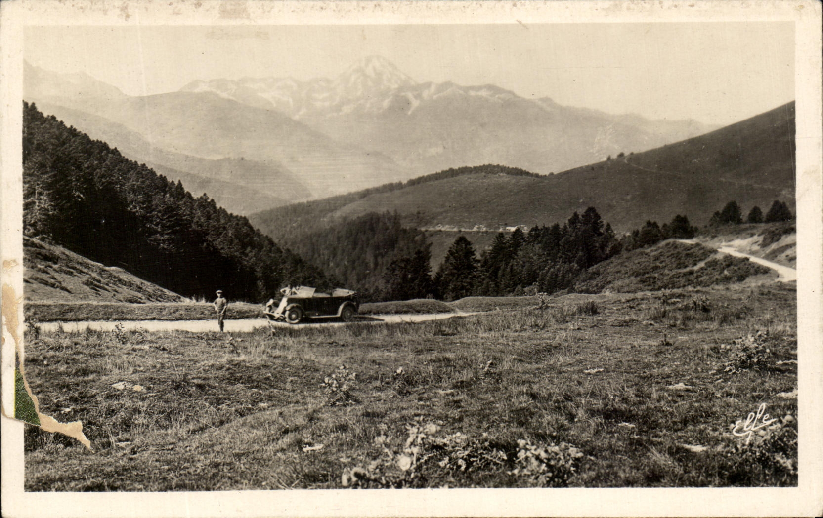 CPA Rote of the Pyrenees Collar D' Aspin In the Center the Peak Of the South