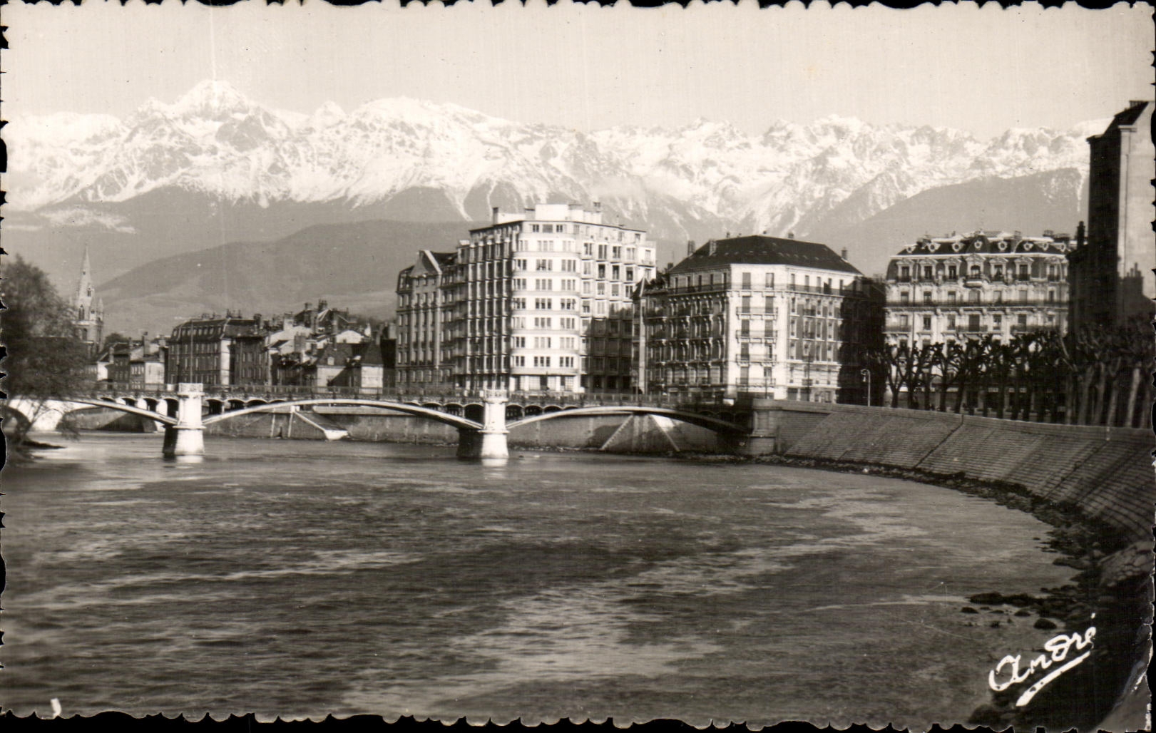 CPA Grenoble Pont de la Porte de France et les Alpes