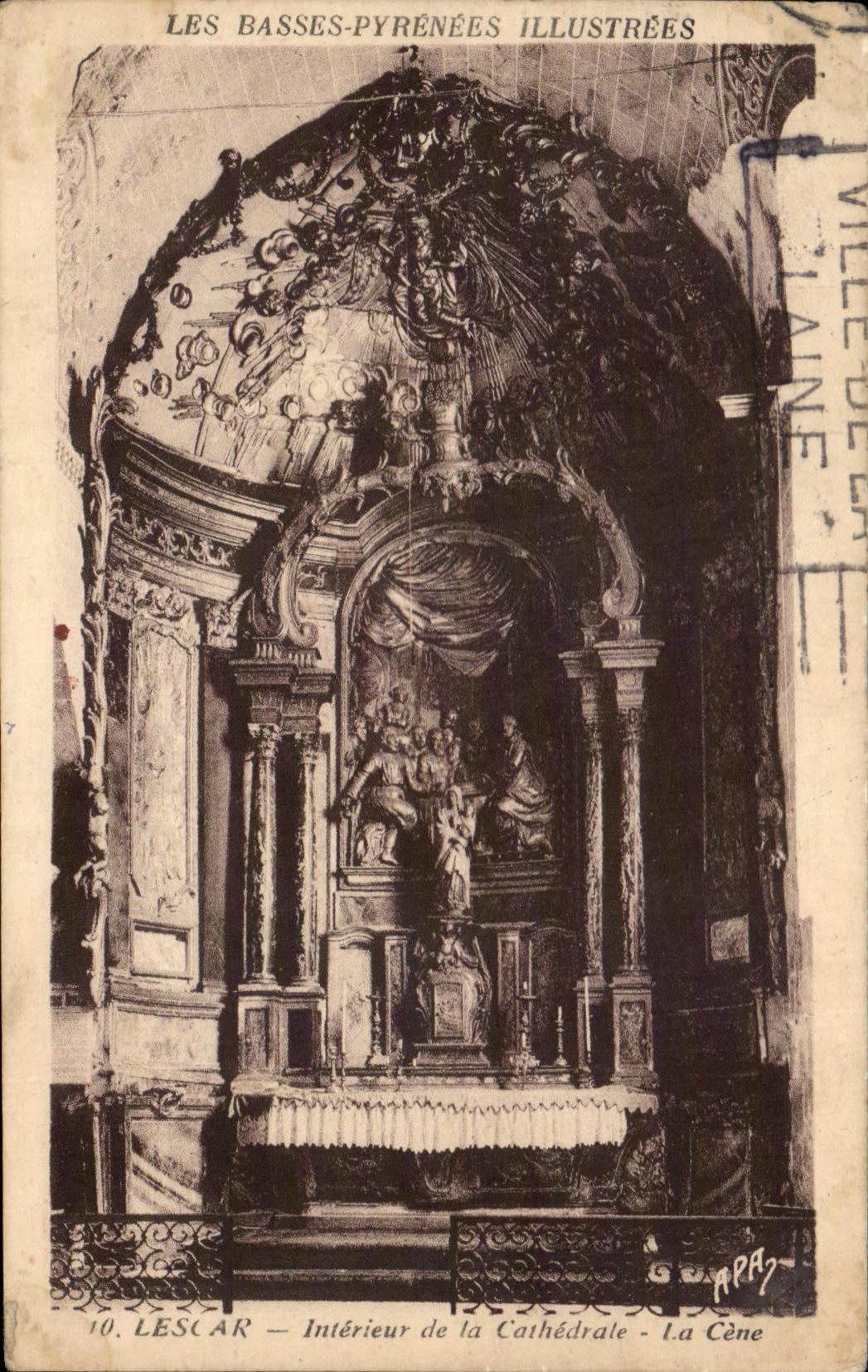 CPA the Low Illustrated Pyrenees Lescar Interior of the Cathedral the Cam