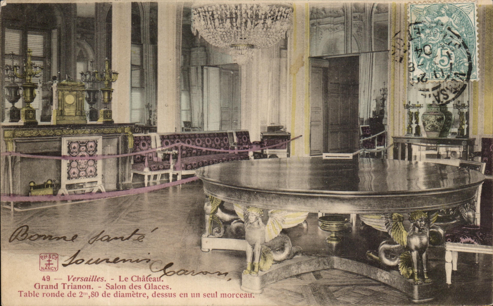 CPA Versailles Le Chateau Grand Trianon Salon des Glaces Table ronde 
