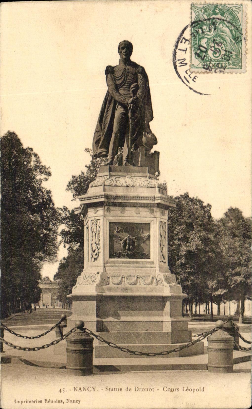 CPA Nancy Statue de Drouot Cours leopold